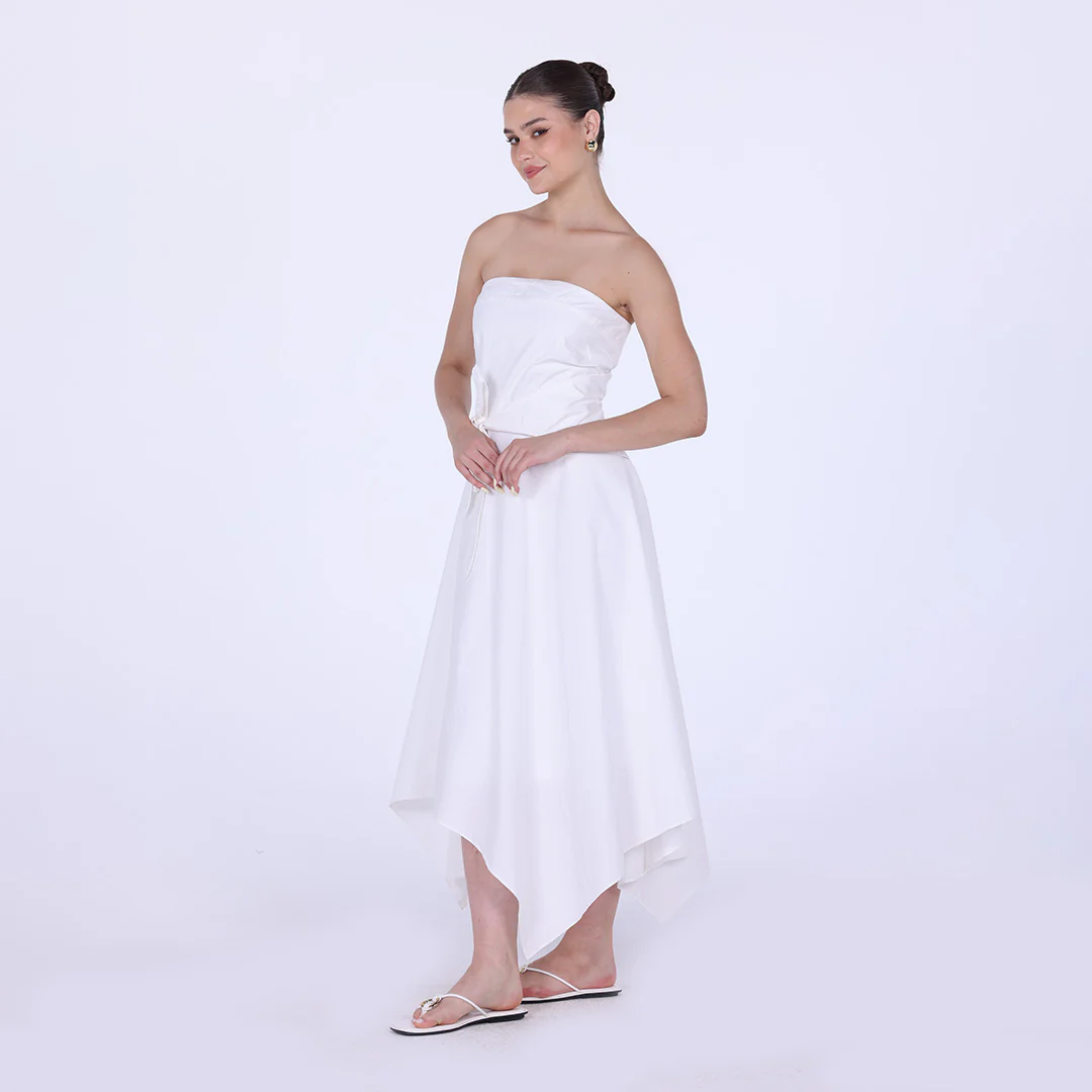 Cotton Poplin One-Shoulder Wrapped Midi Dress - Image 6