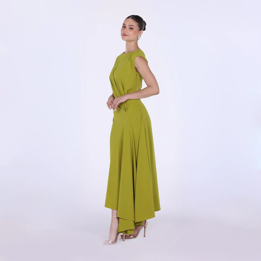 Crepe Asymmetric Cut Maxi dress - Image 2