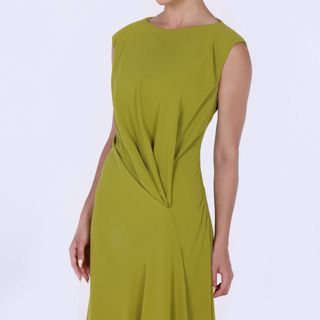 Crepe Asymmetric Cut Maxi dress - Image 3