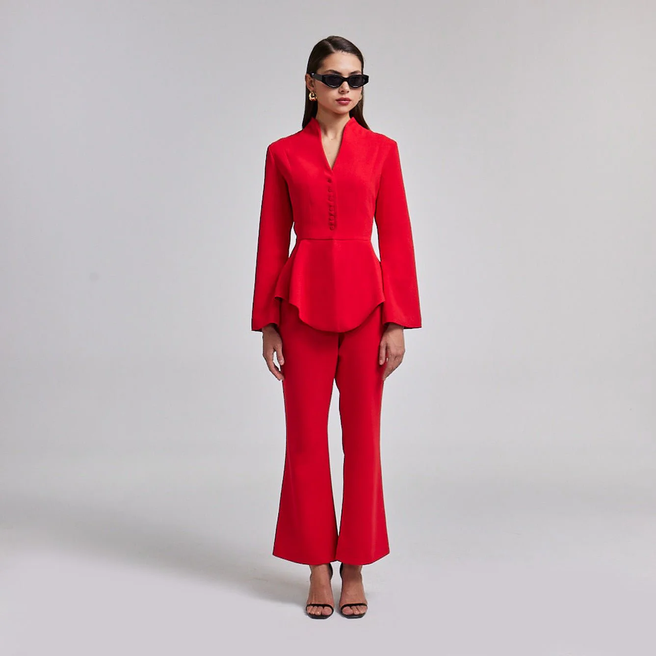 Crepe High Waist Flared Pants - Image 2