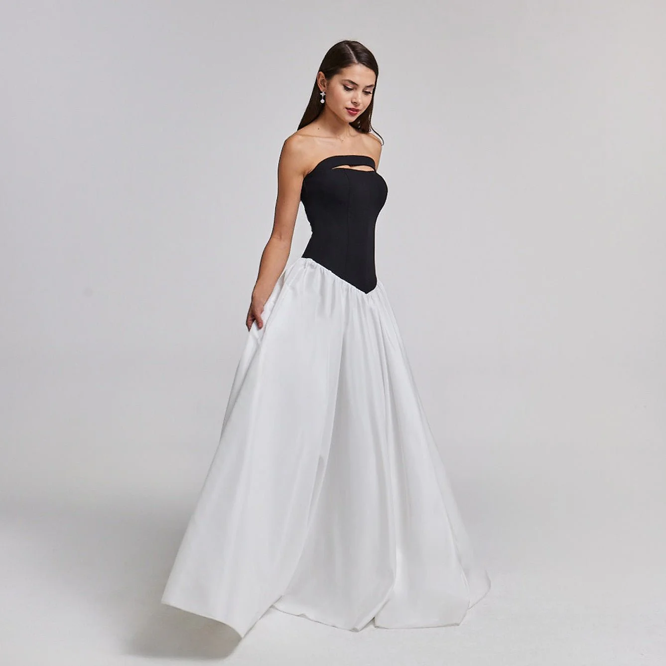 Crepe-Taffeta Contrast Gown - Image 2