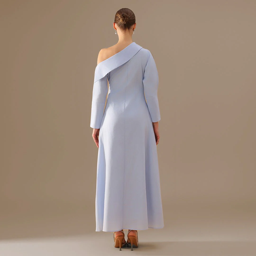 Cut-out Sleeve Linen one-shoulder dress - Image 5