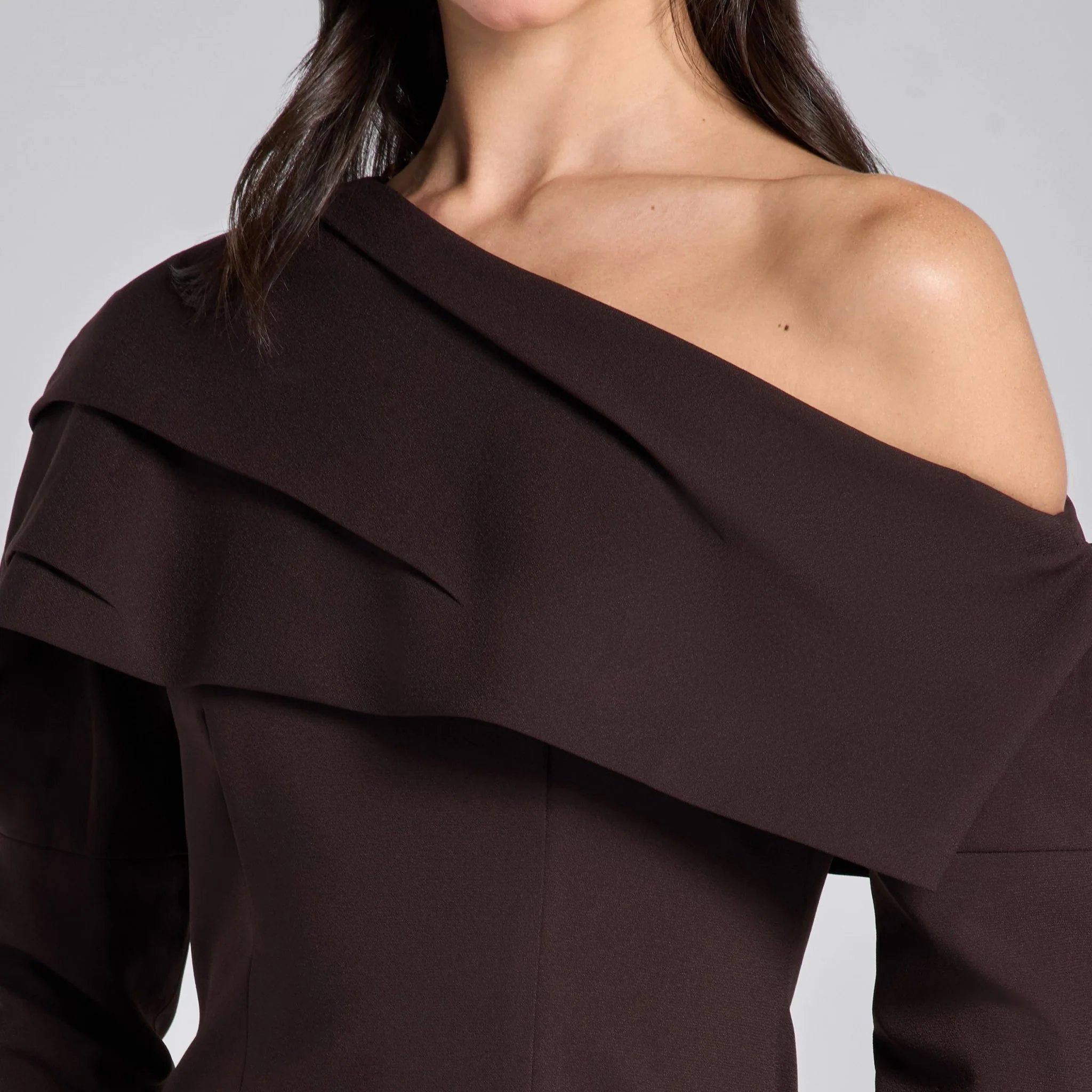 Dark Brown Dropped Shoulder Long Sleeve Top - Image 5