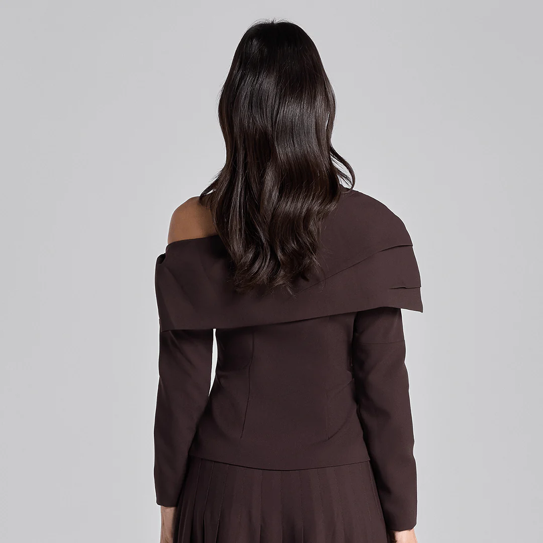 Dark Brown Dropped Shoulder Long Sleeve Top - Image 6