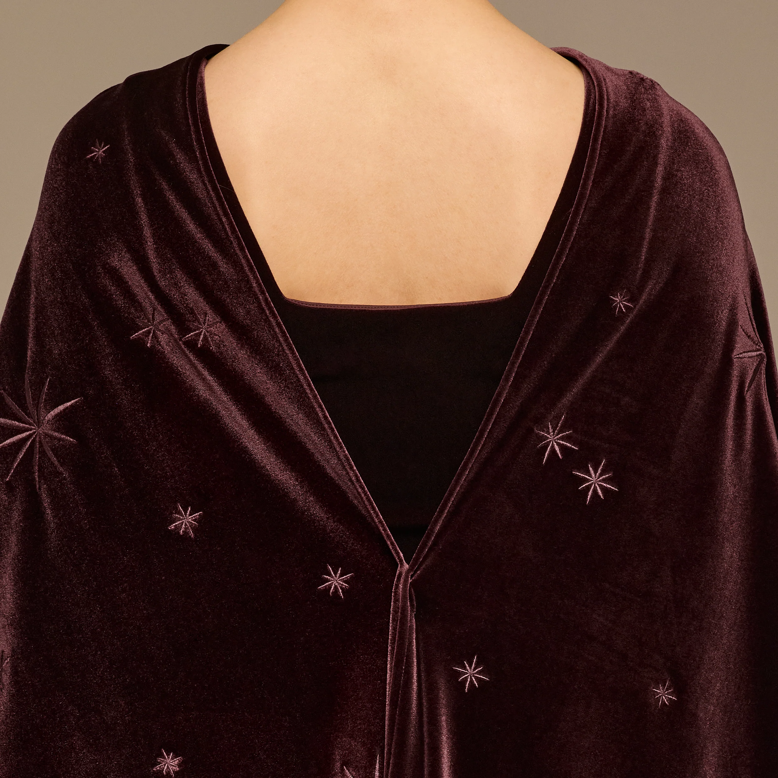 Dark Purple Embroidered Velvet Maxi Dress - Image 5