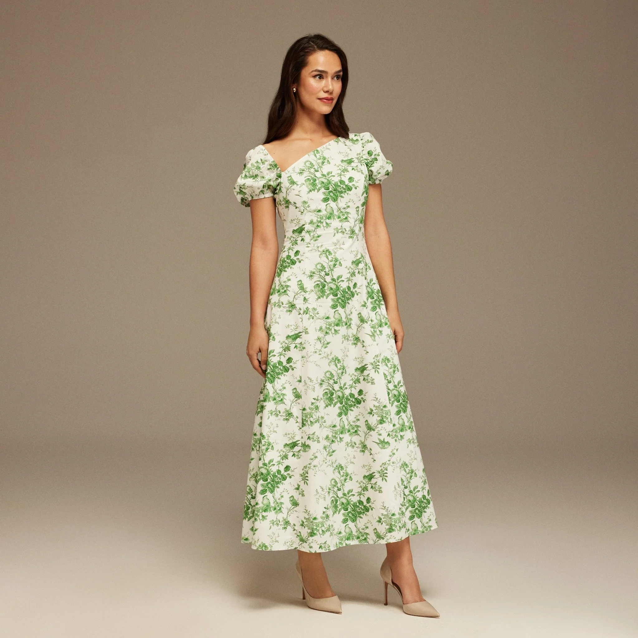 Deep Cut Neck Printed Midi Dress - Image 2