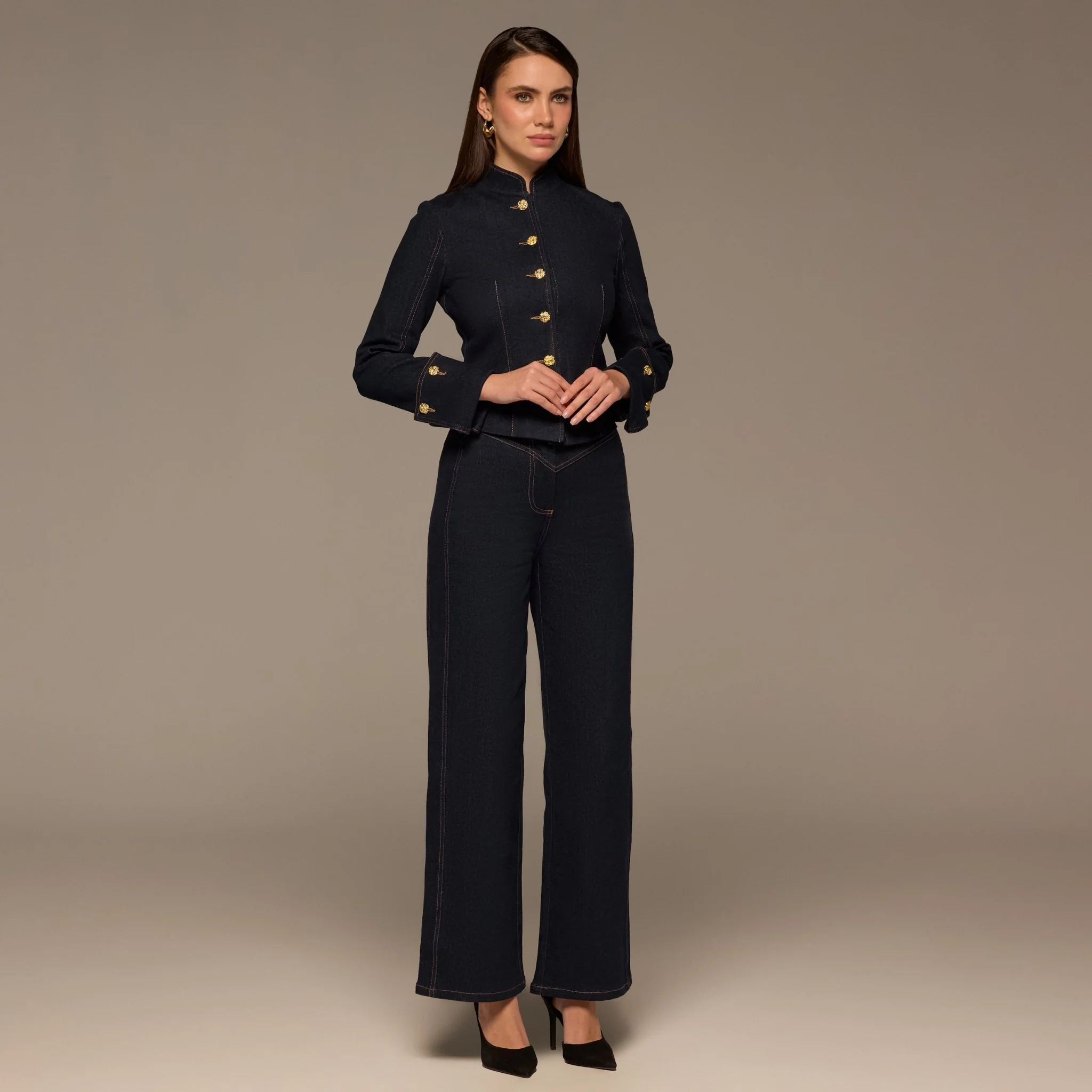 Gold Button Denim Jacket - Image 3