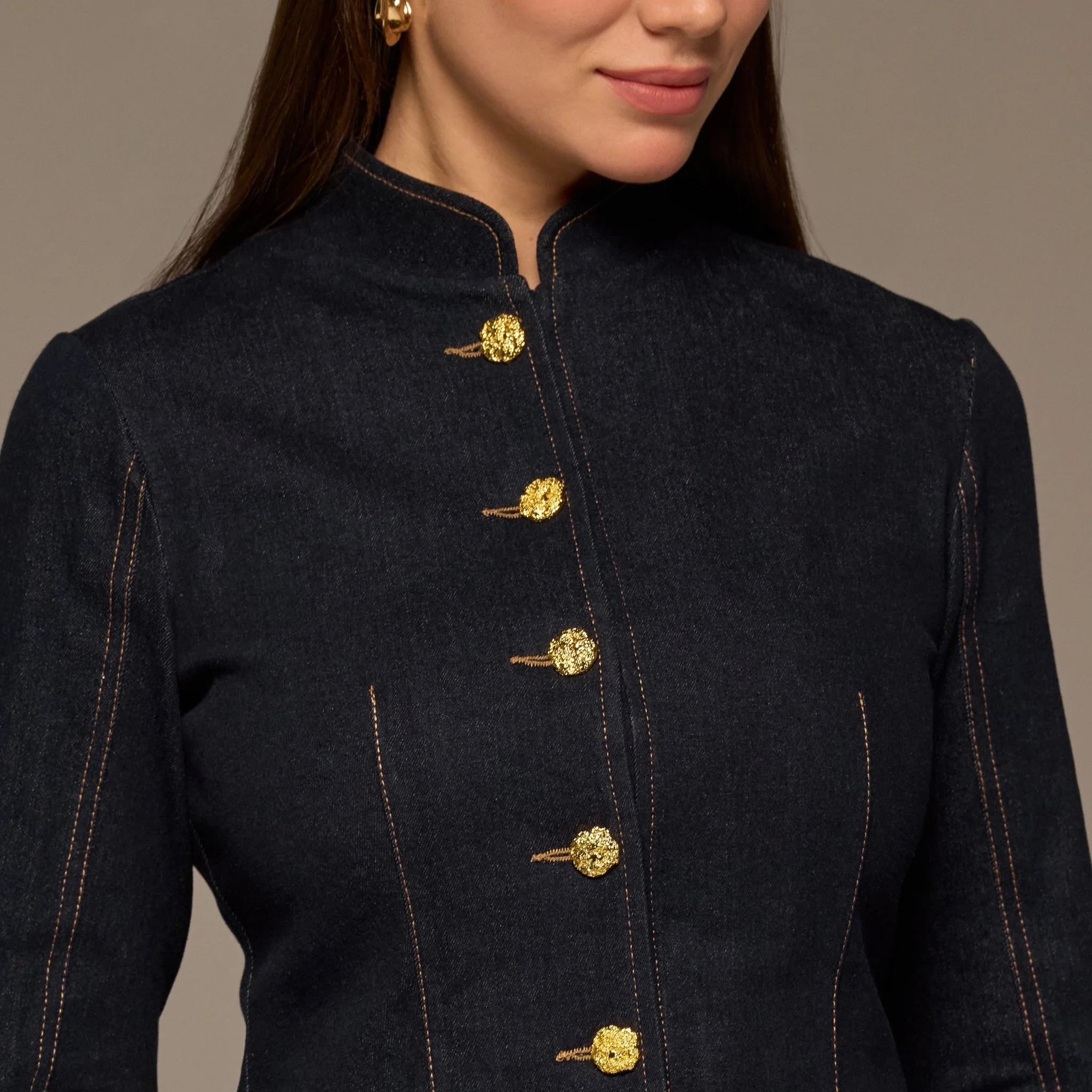 Gold Button Denim Jacket - Image 4