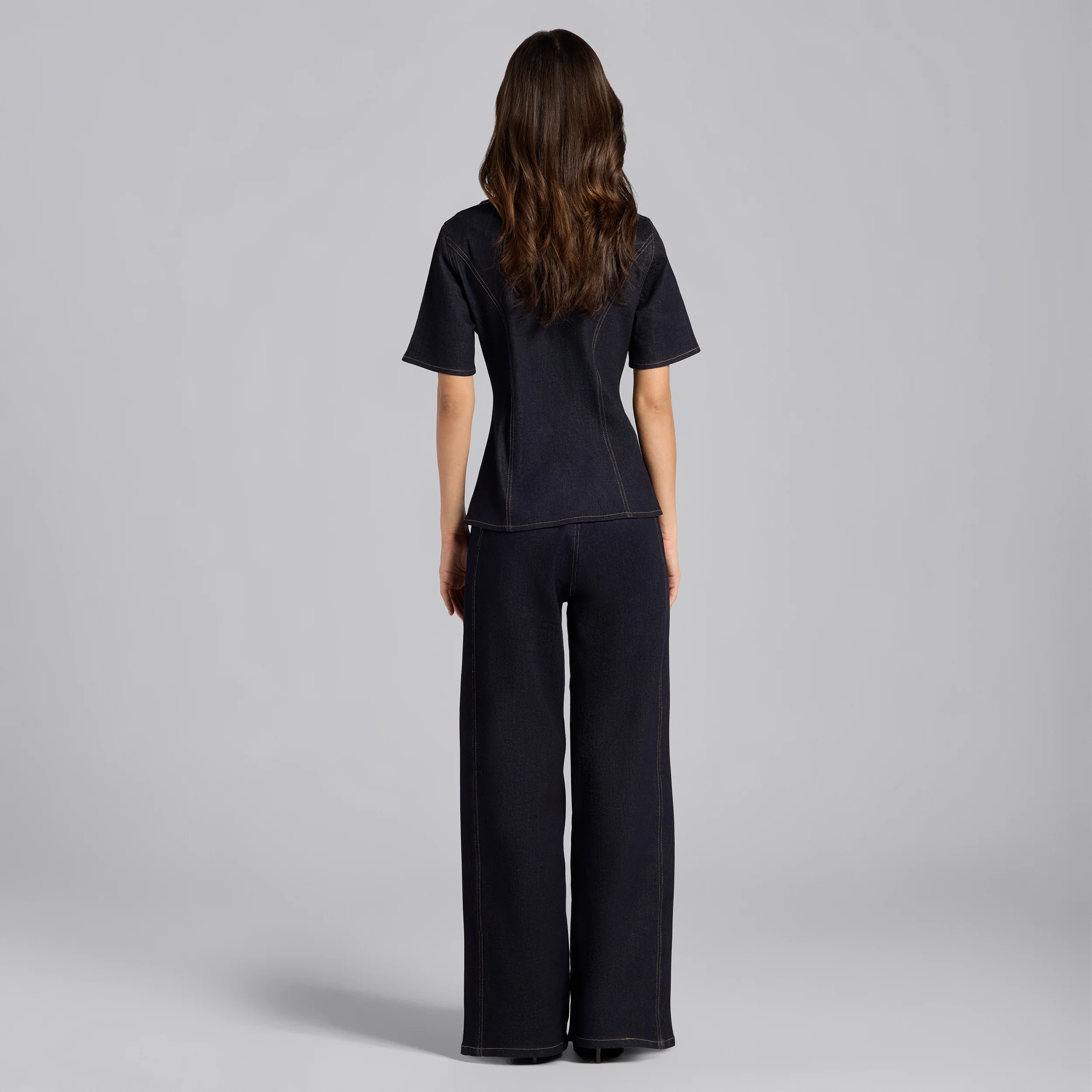 Front Slit Button Denim Top - Image 5