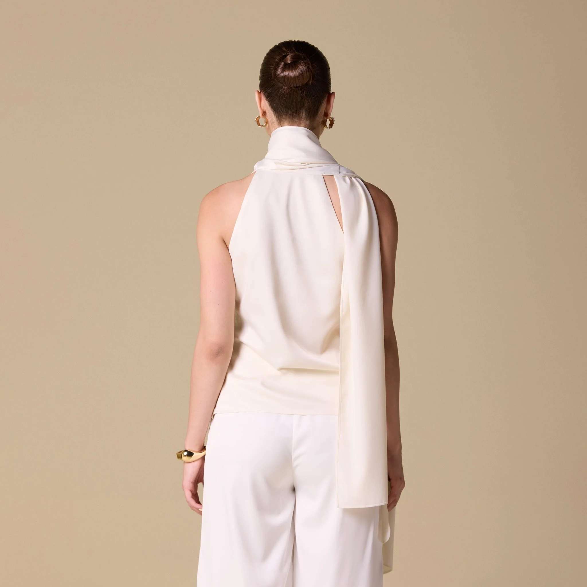 Draped Cowl Top with Attached Scarf - Image 5