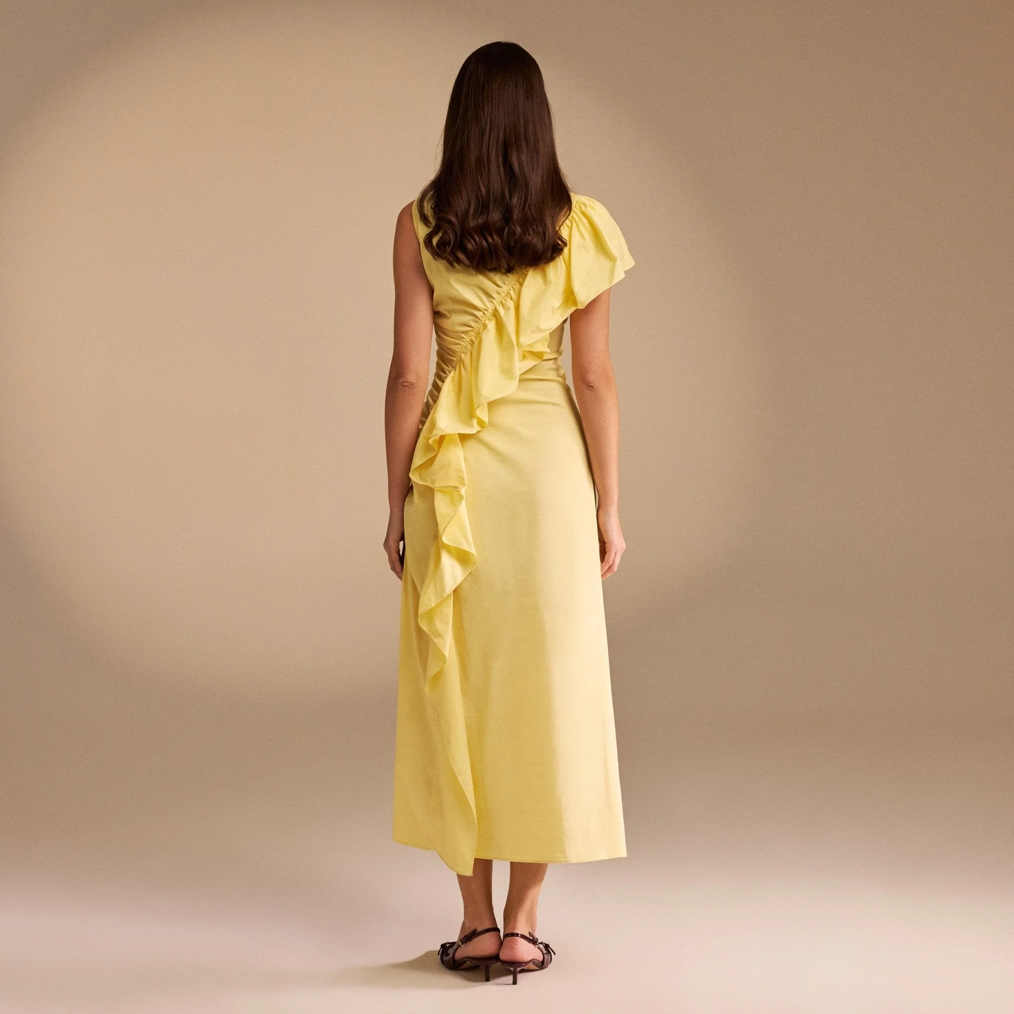 Draped Ruffle Poplin Midi Dress - Image 15