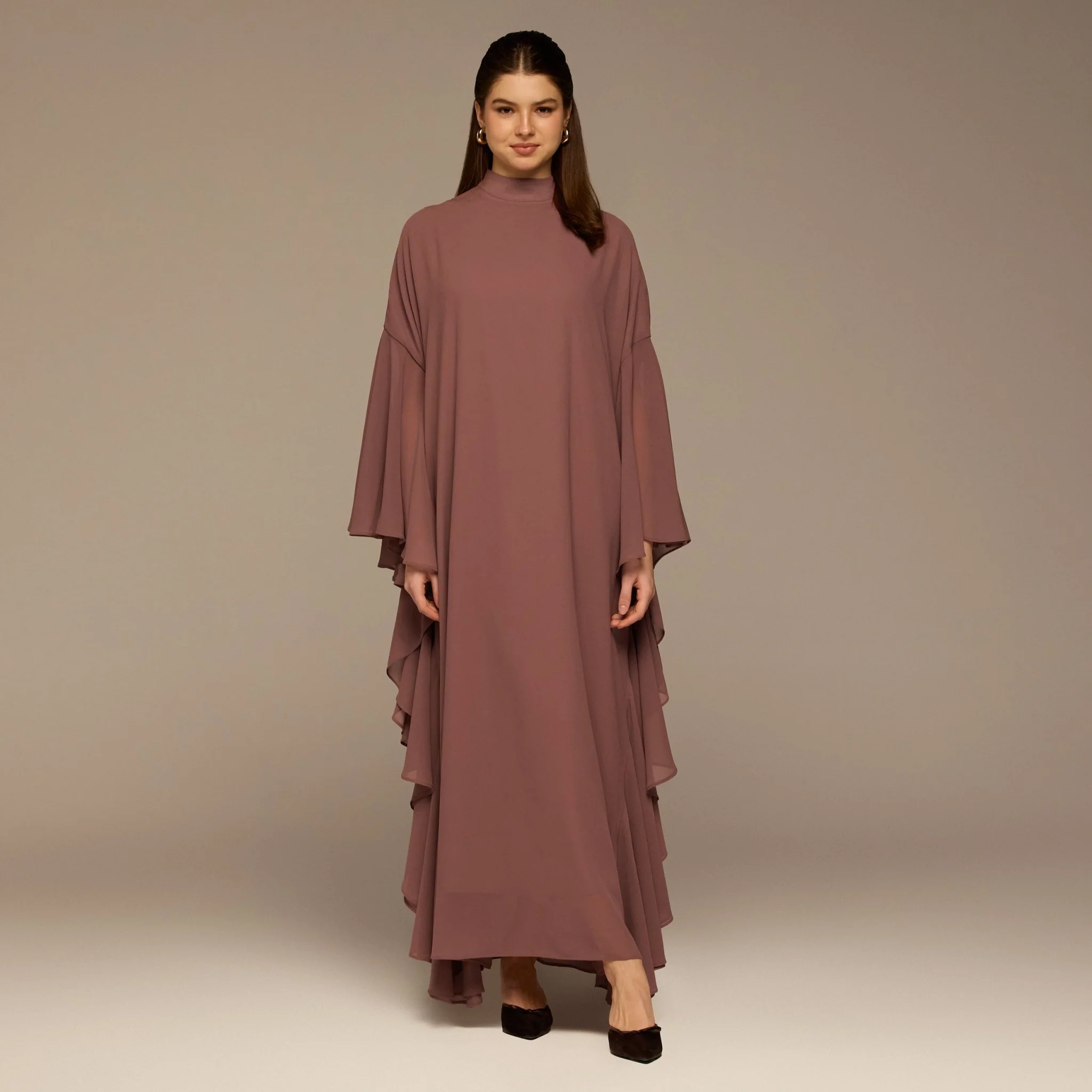 Dusty Pink Layered Cape Kaftan