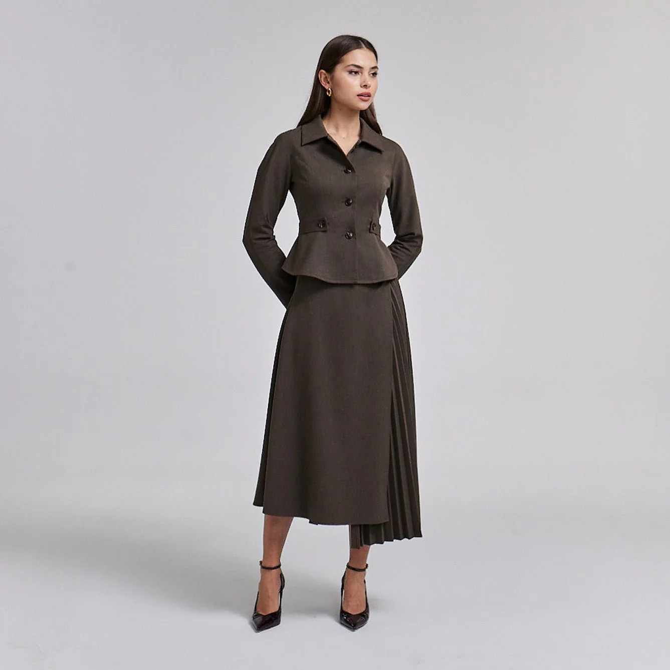 Fitted Flounce Wool Blazer - Image 2