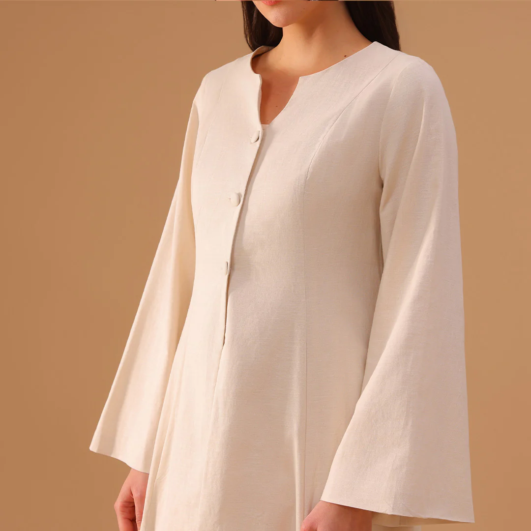 Beige Flared A-Line with Matching Slip Dress - Image 3