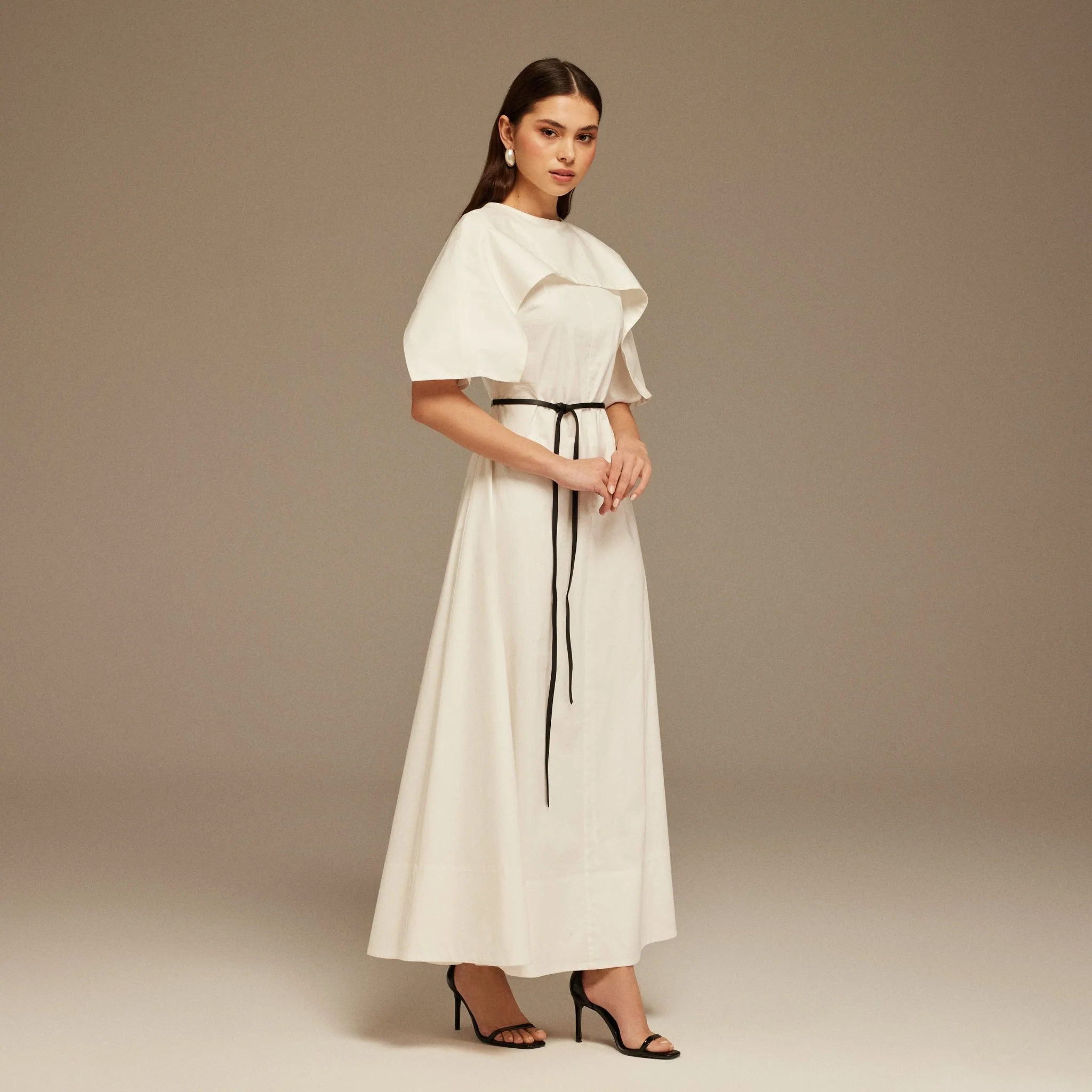 Fold effect neckline Midi Dress - Image 2