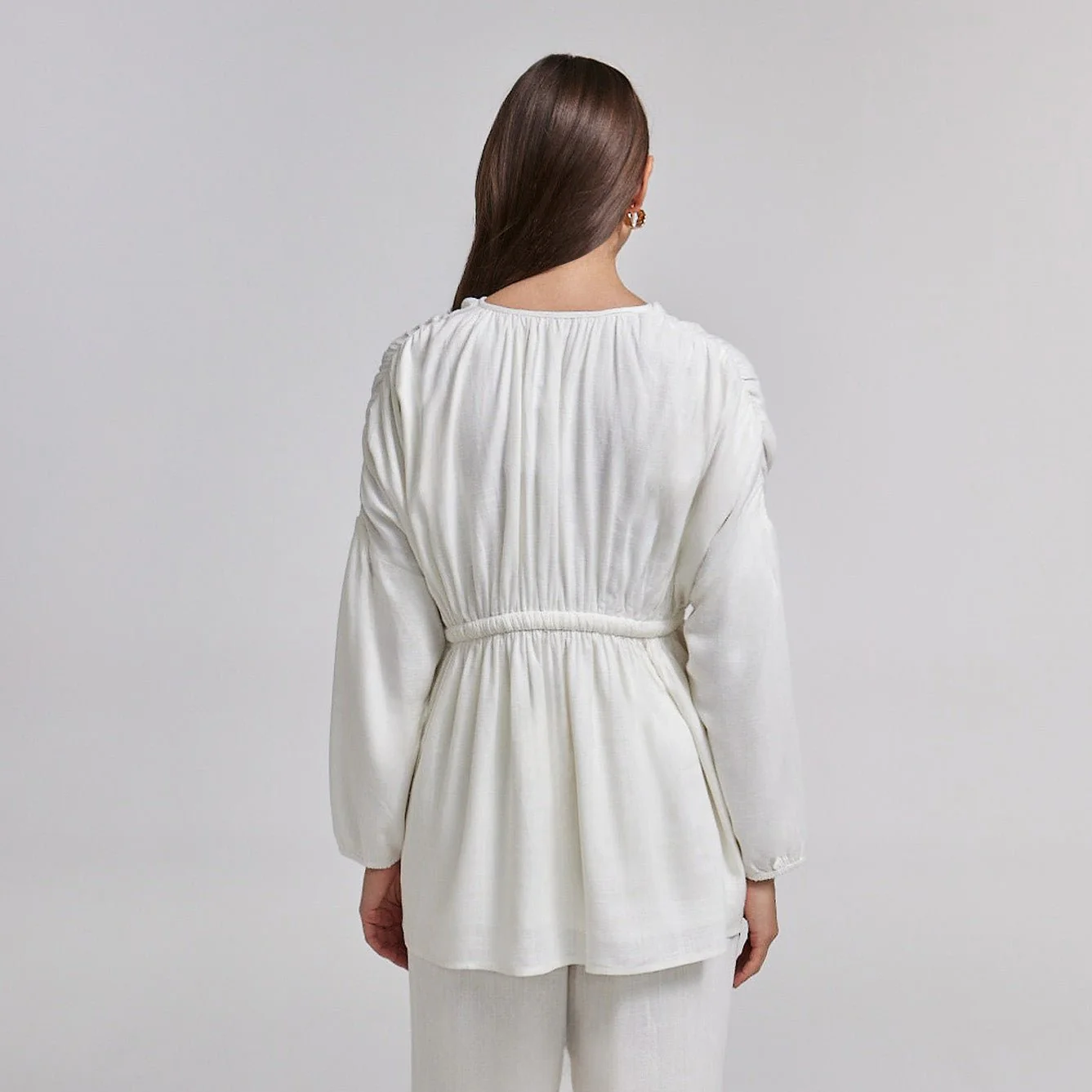 Gathered Long Sleeve Blouse - Image 3