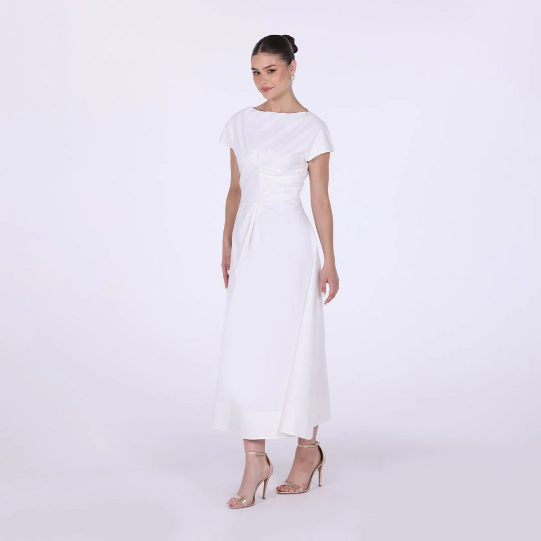 Gathered Waist long cotton dress - Image 2