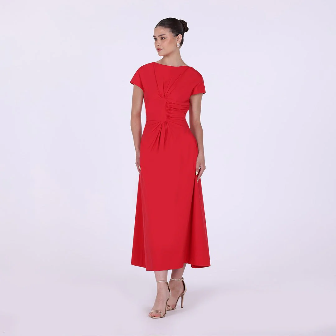 Gathered Waist long cotton dress - Image 5