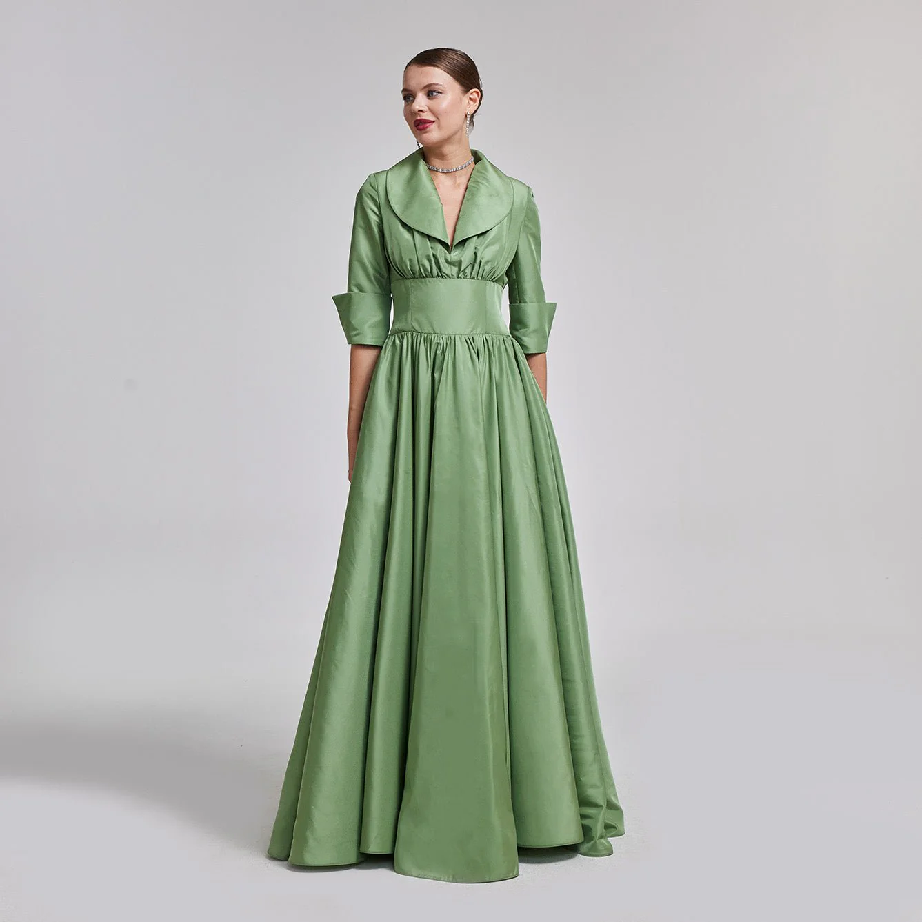 Green Taffeta Blazer Gown