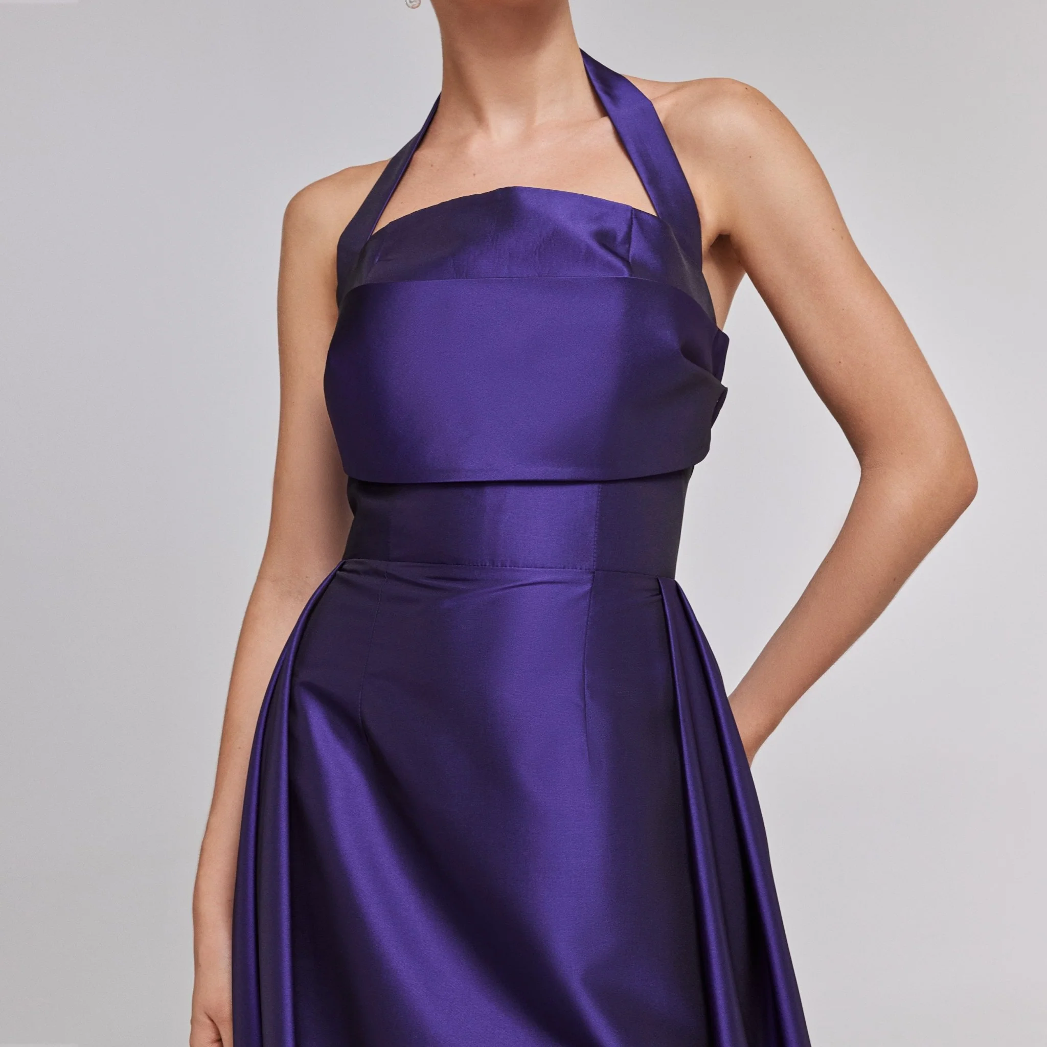 Halter Neck taffeta Maxi Dress - Image 2