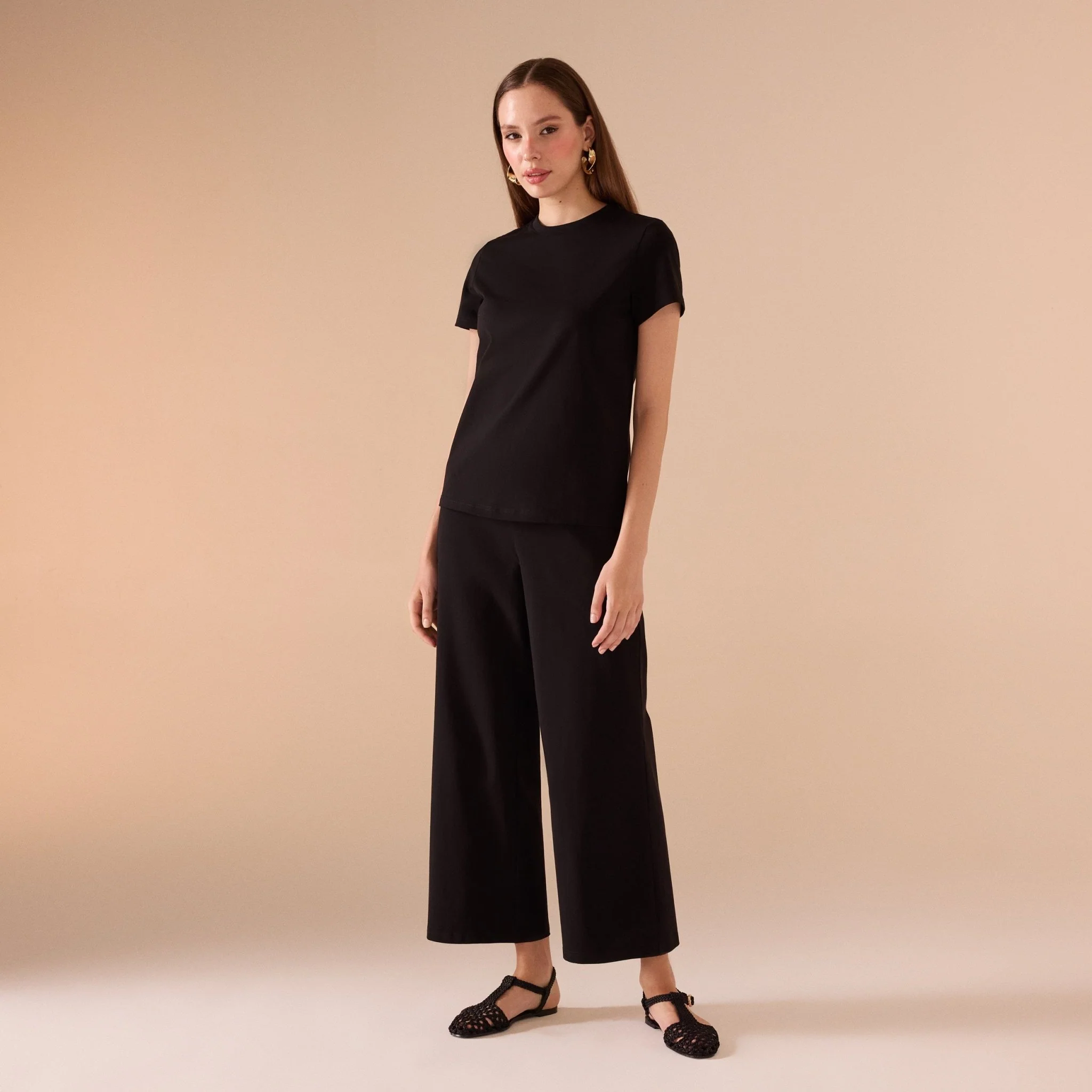 Set of Short Sleeve Top Set & High Waist Cotton Pant (2 pieces)