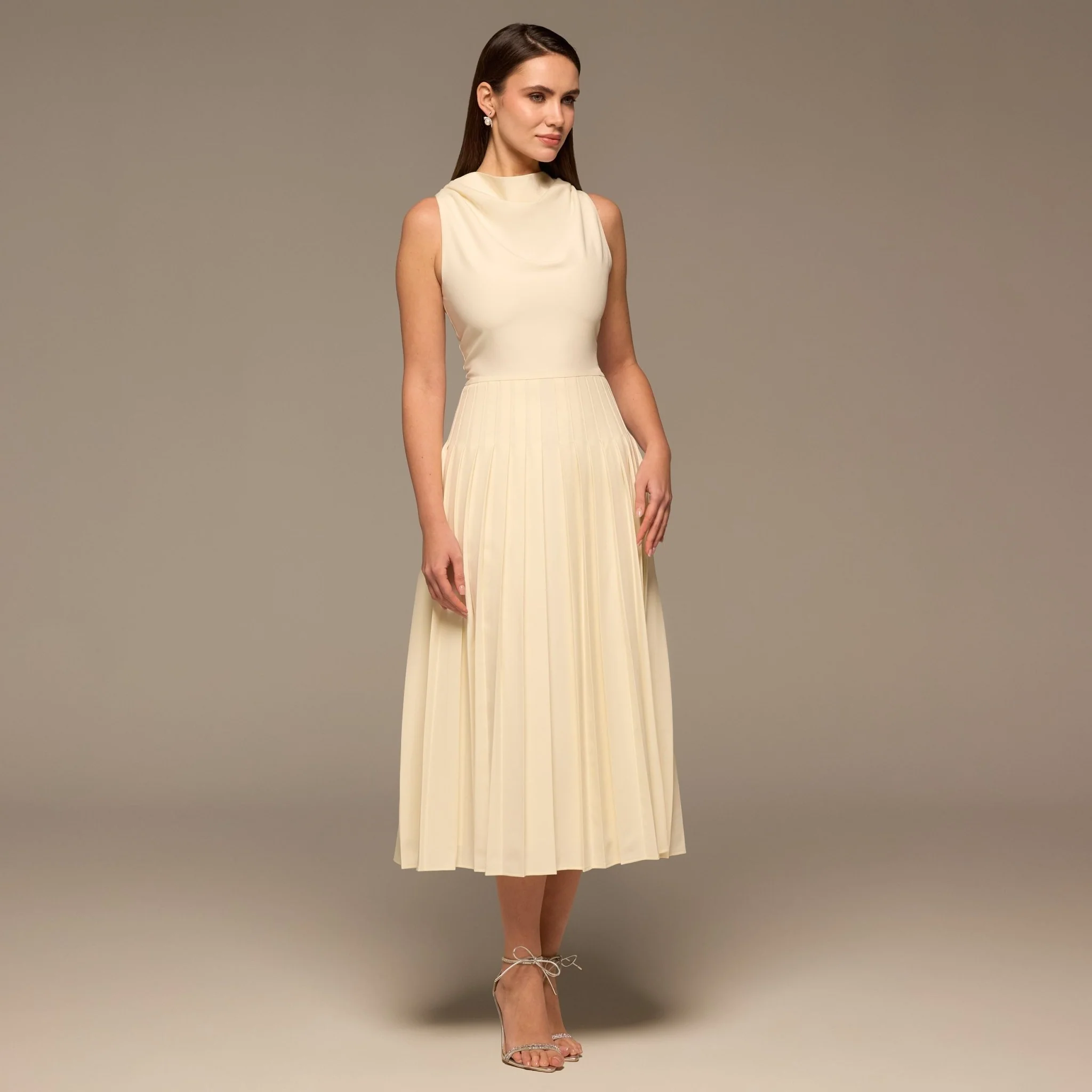 Ivory Draped Halter Neck Maxi Dress - Image 2