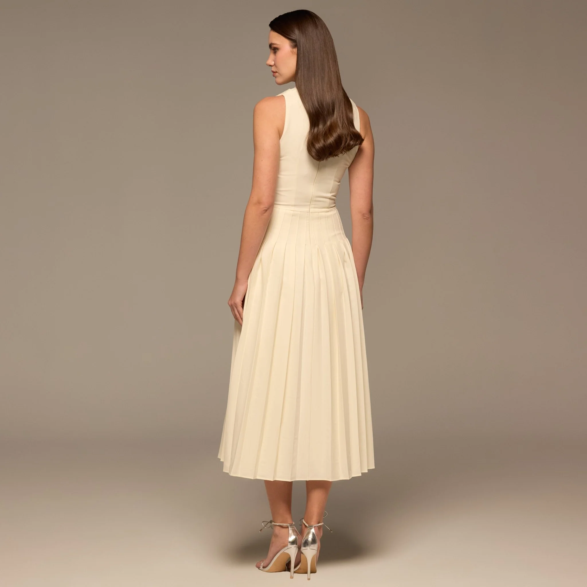 Ivory Draped Halter Neck Maxi Dress - Image 4