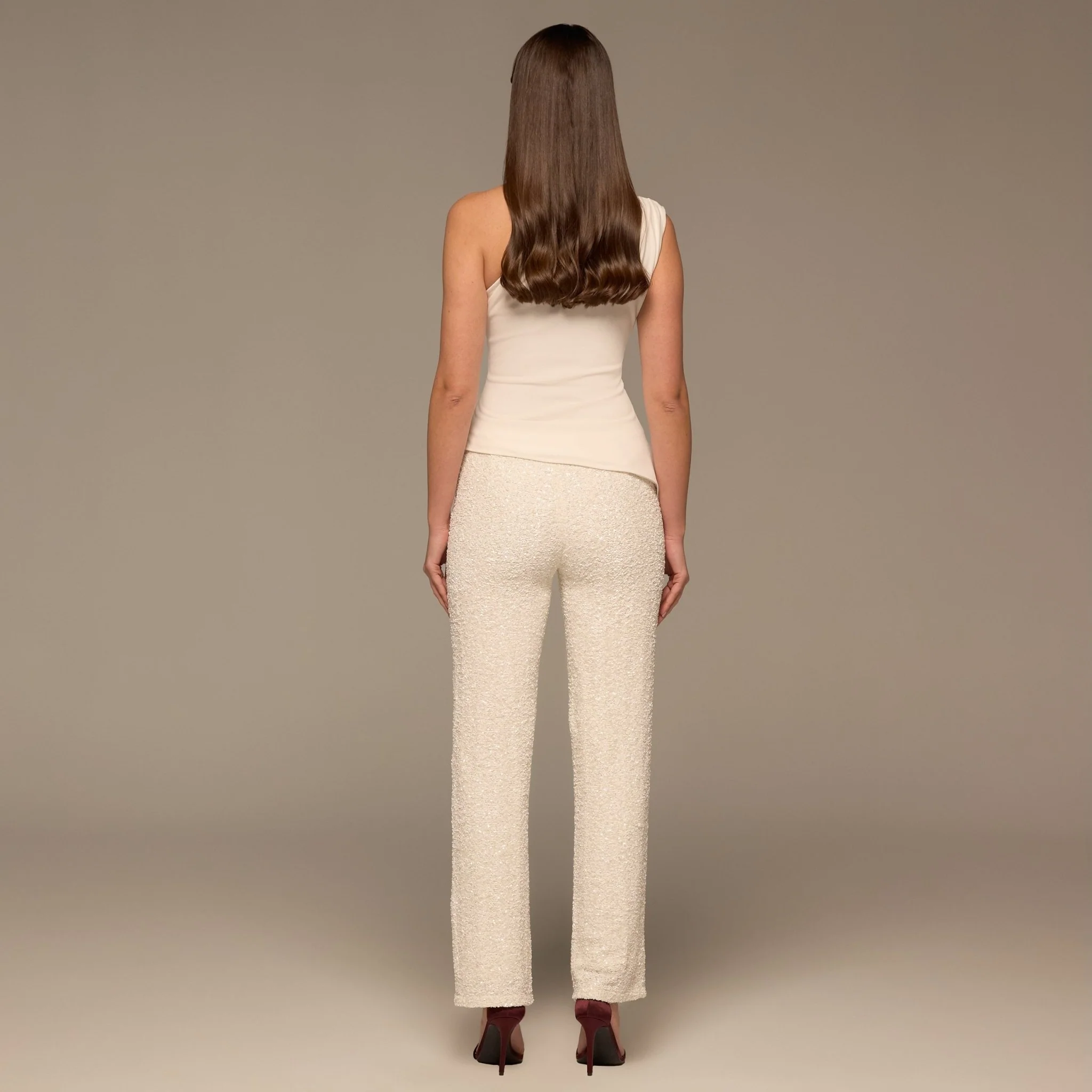 Ivory Wide Leg Sequin Pants - Image 4