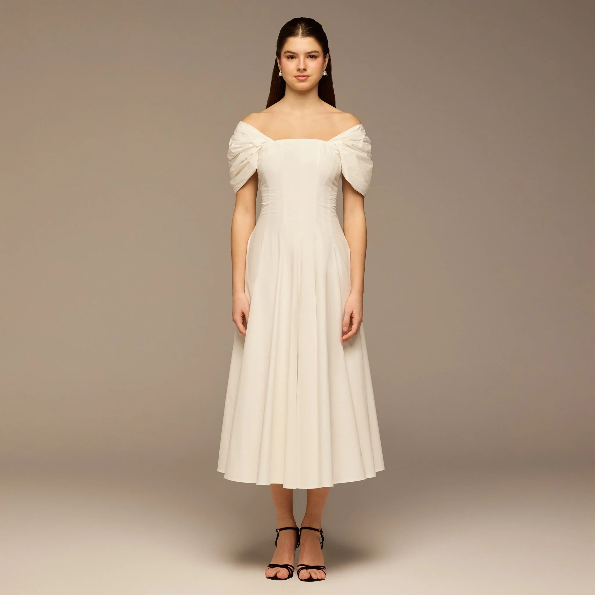 Ivory Puff Sleeve Cotton Maxi Dress