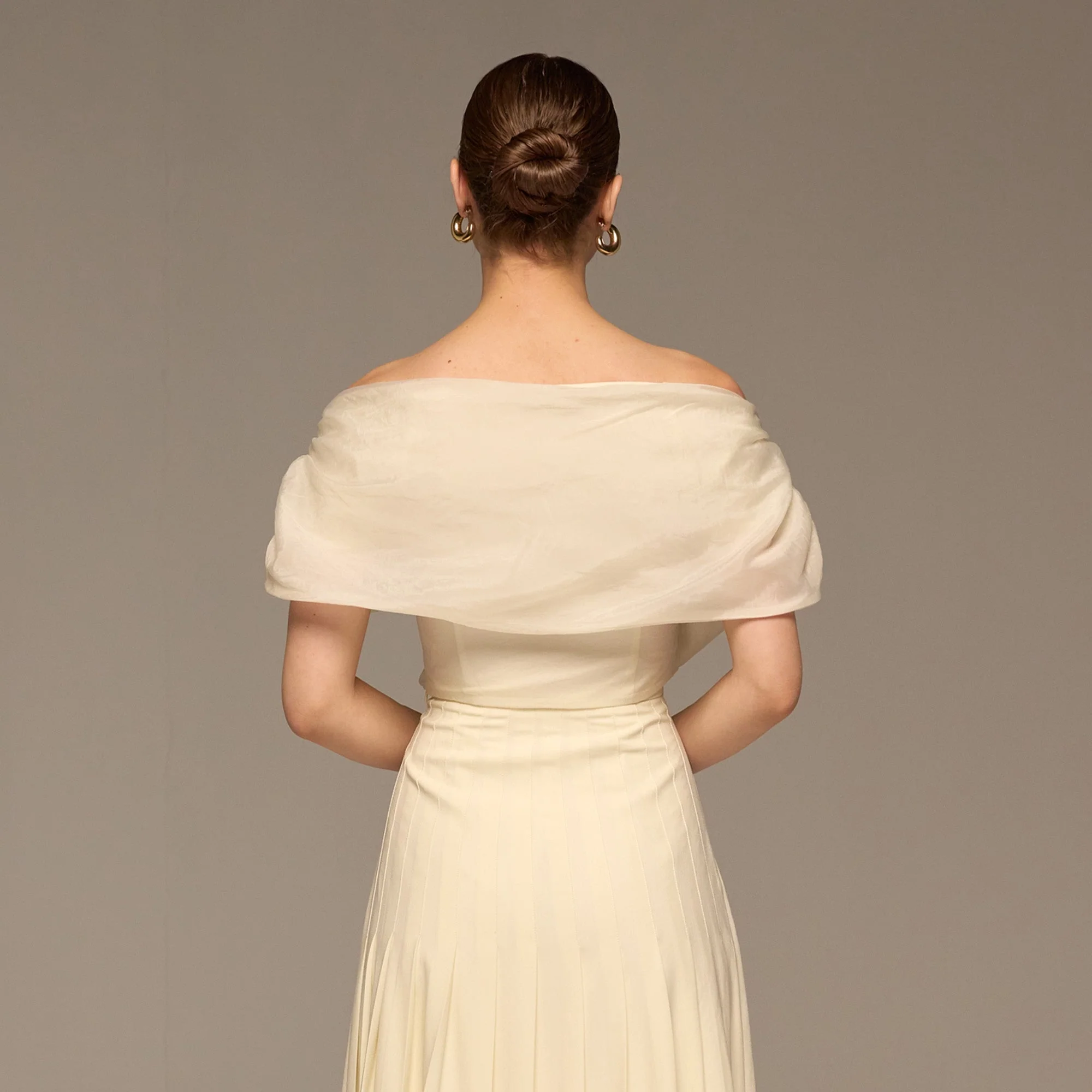 Ivory Off Shoulder Organza Blouse - Image 7