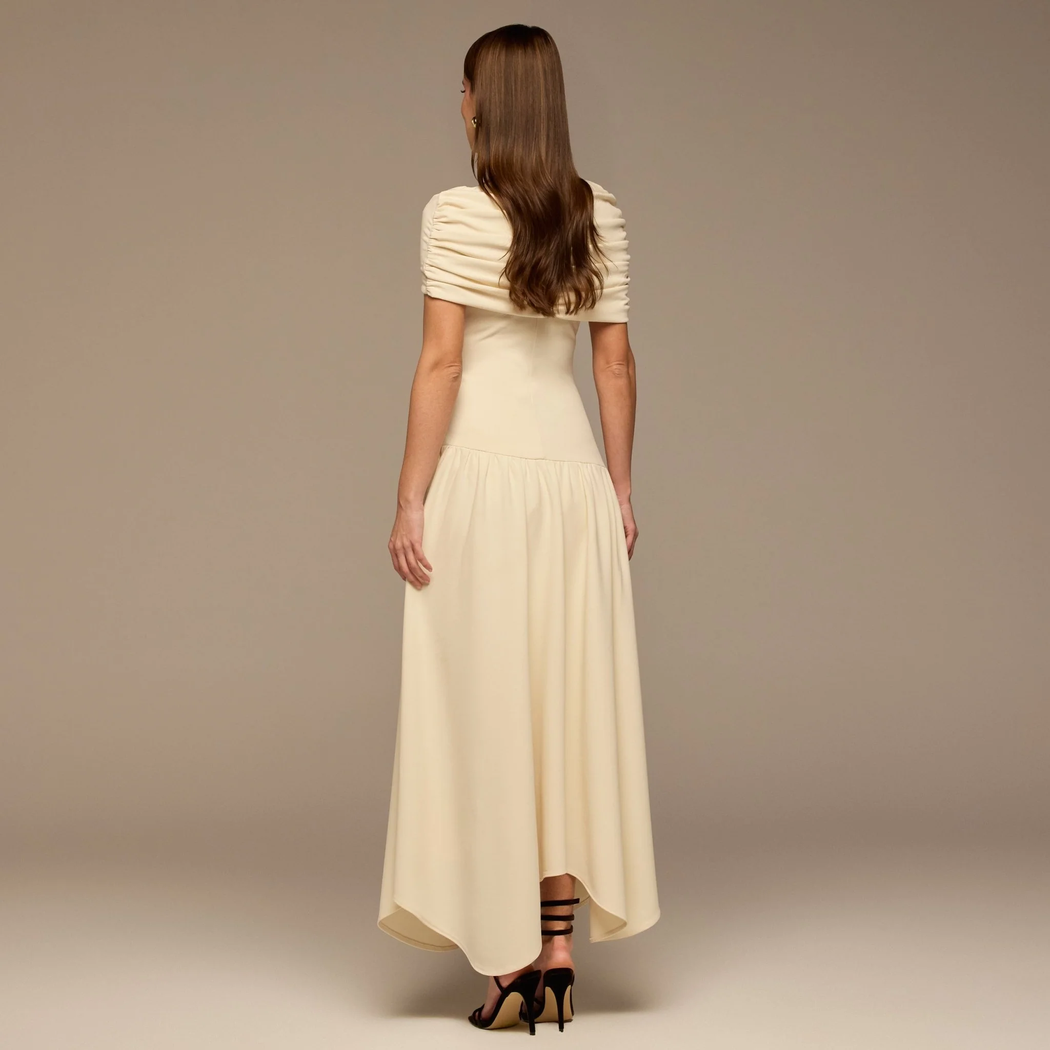 Ivory Dropped Waist Crepe Dress - Image 4