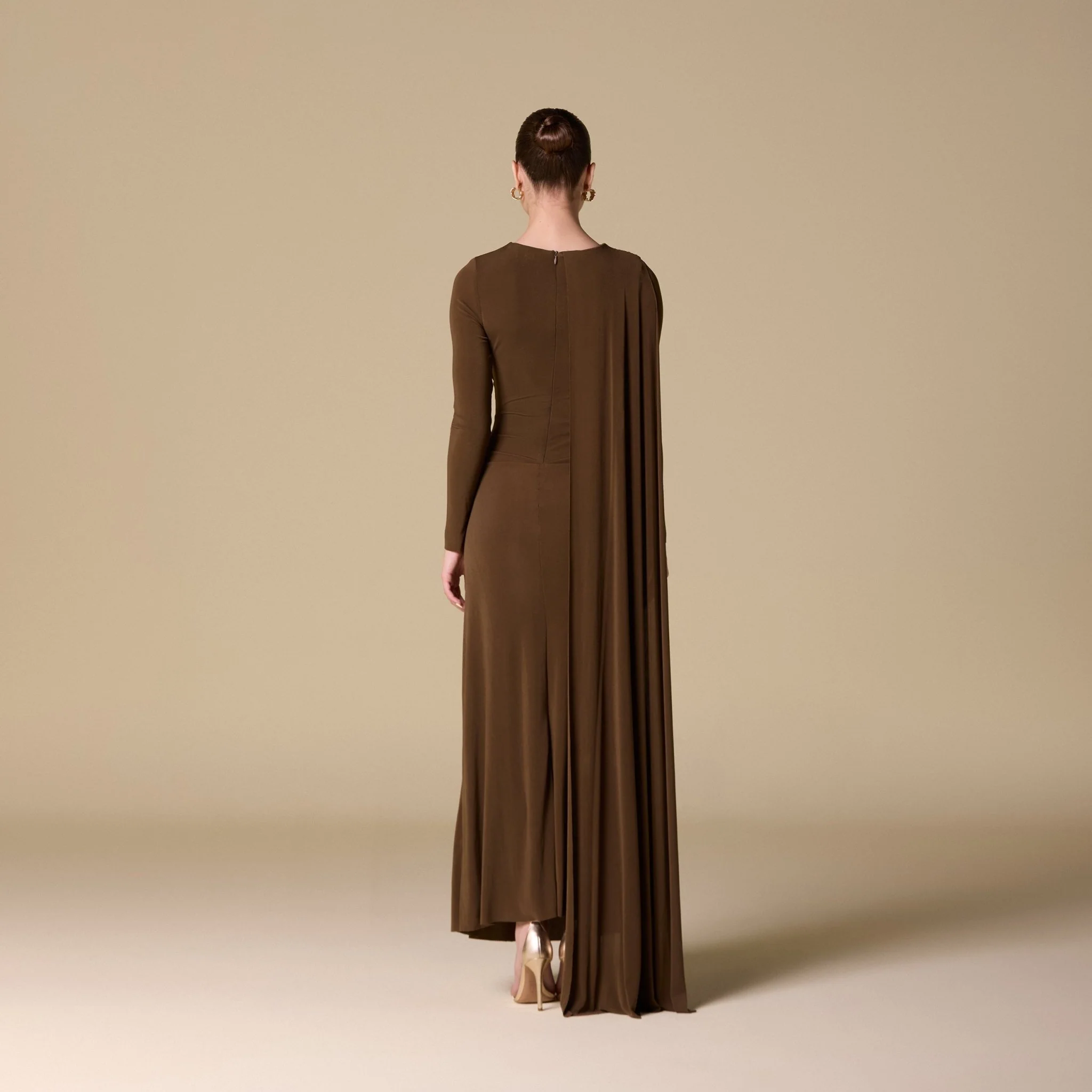 Jersey Draped Maxi Dress with Back Scarf - Image 4