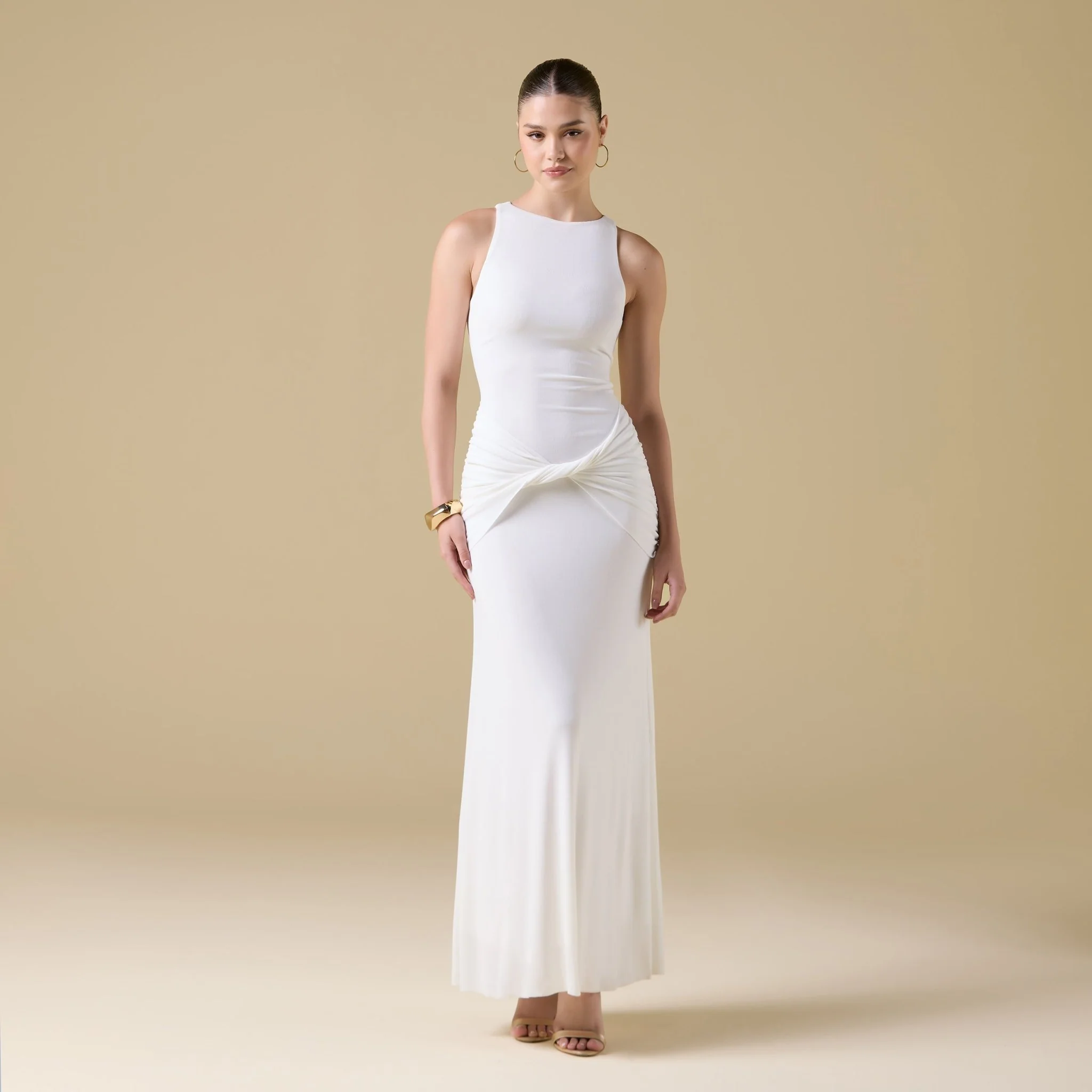 Jersey Draped Twist Detail Maxi Dress - Image 5