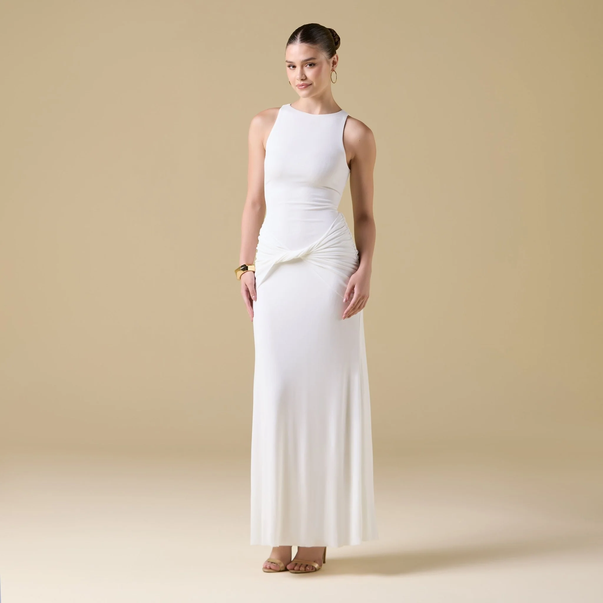 Jersey Draped Twist Detail Maxi Dress - Image 6