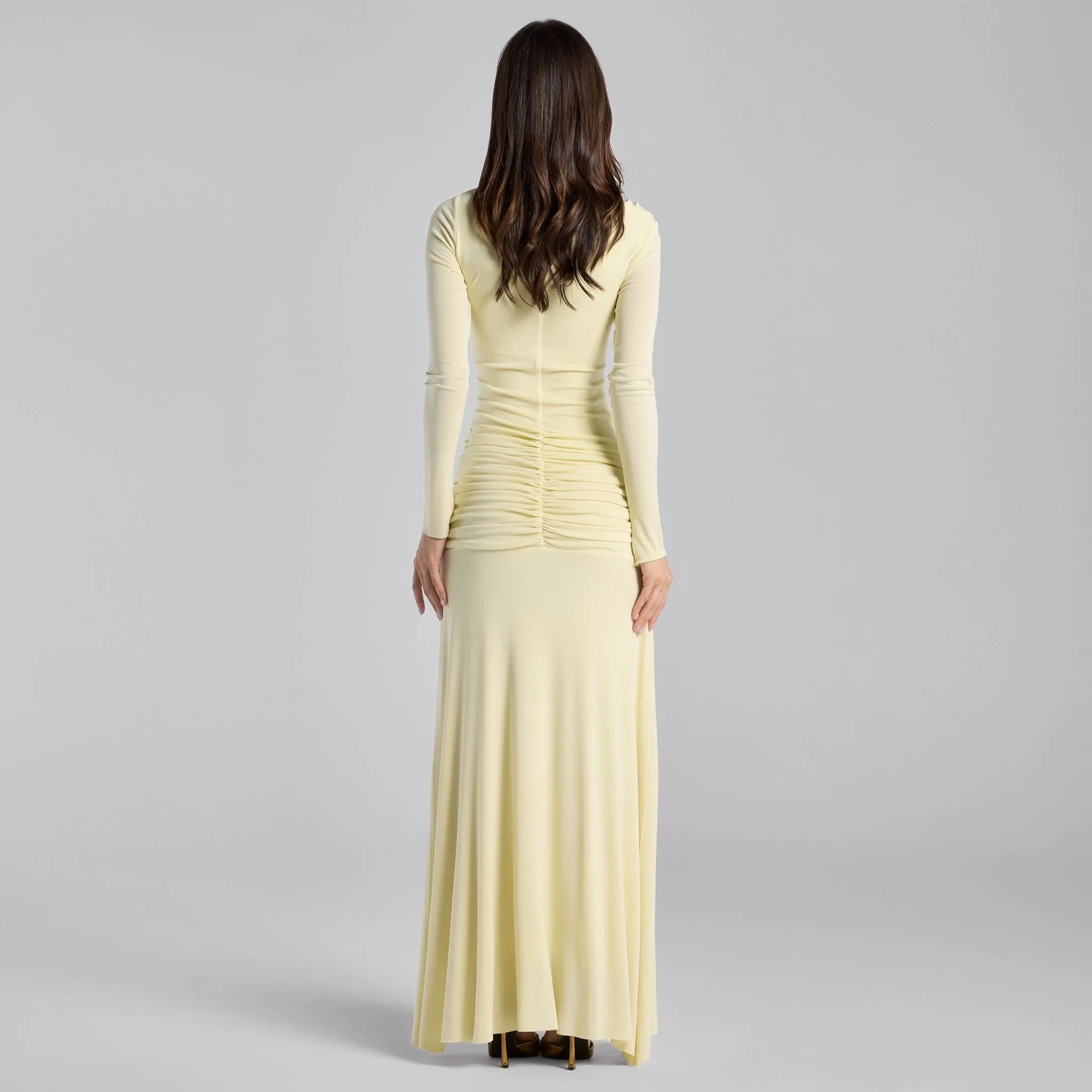 Jersey Gathered Maxi Dress with Gold Accessory - Image 4
