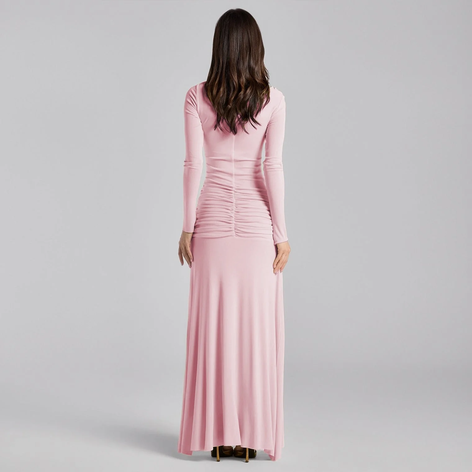 Jersey Gathered Maxi Dress with Gold Accessory - Image 8