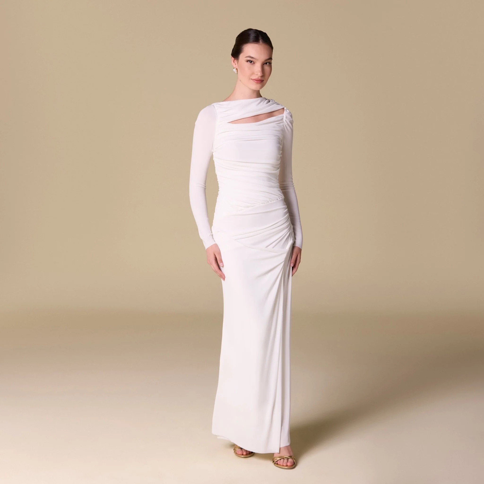Jersey Gathered Maxi Dress with Side Twist - Image 5