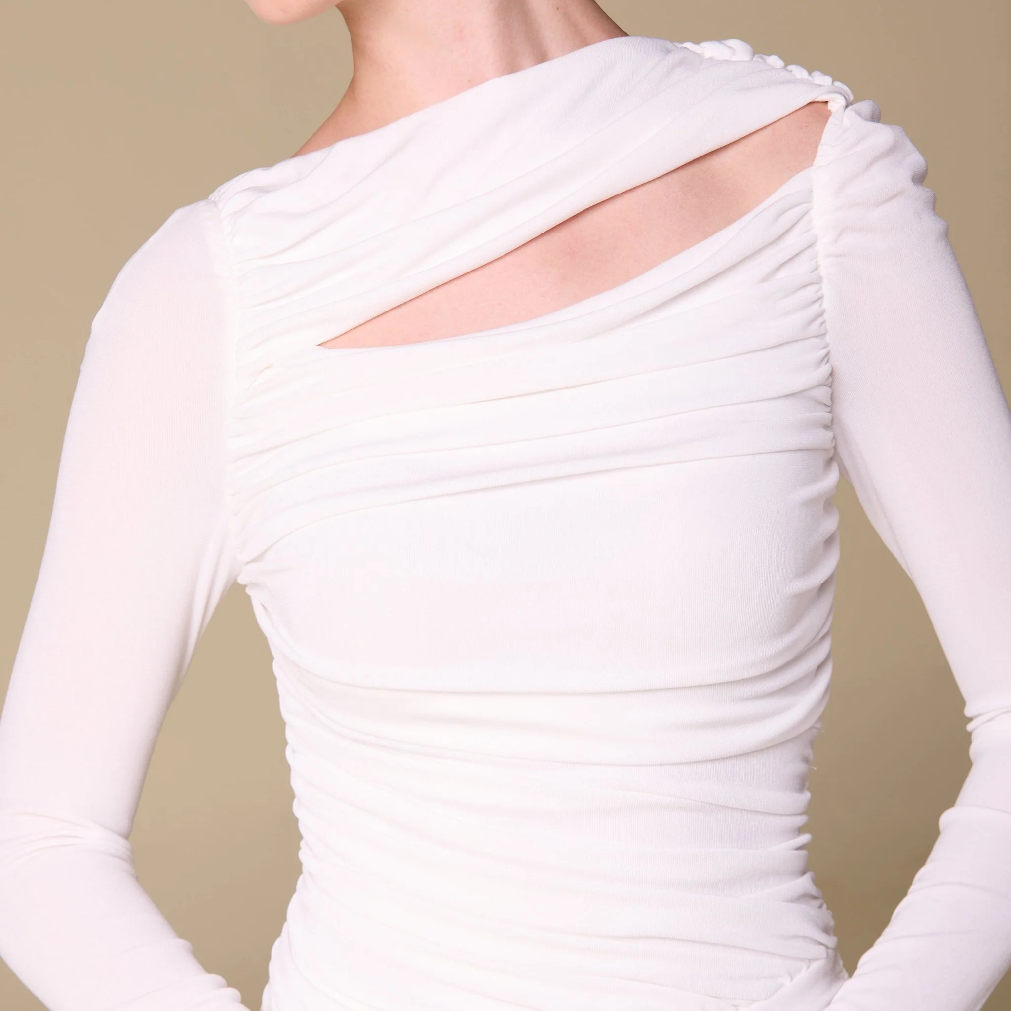 Jersey Gathered Maxi Dress with Side Twist - Image 7