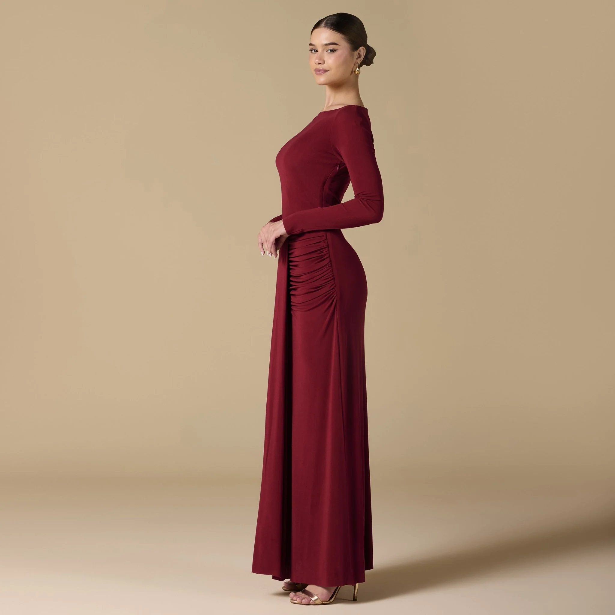Jersey Maxi Dress with Gathered Waist - Image 6