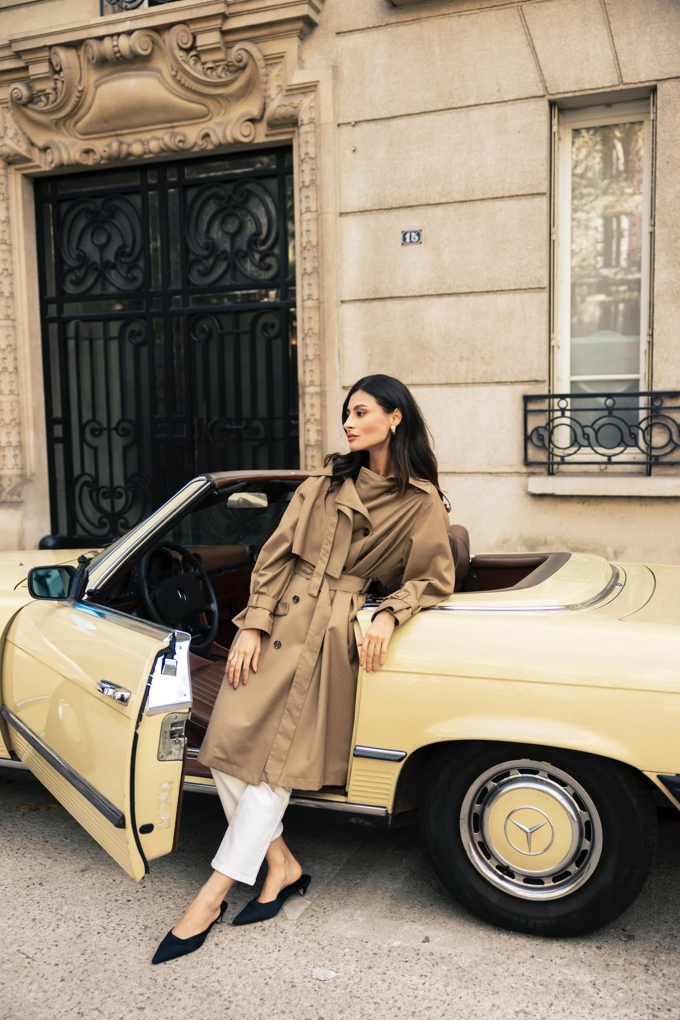 Khaki Belted Twill Trench Coat - Image 6
