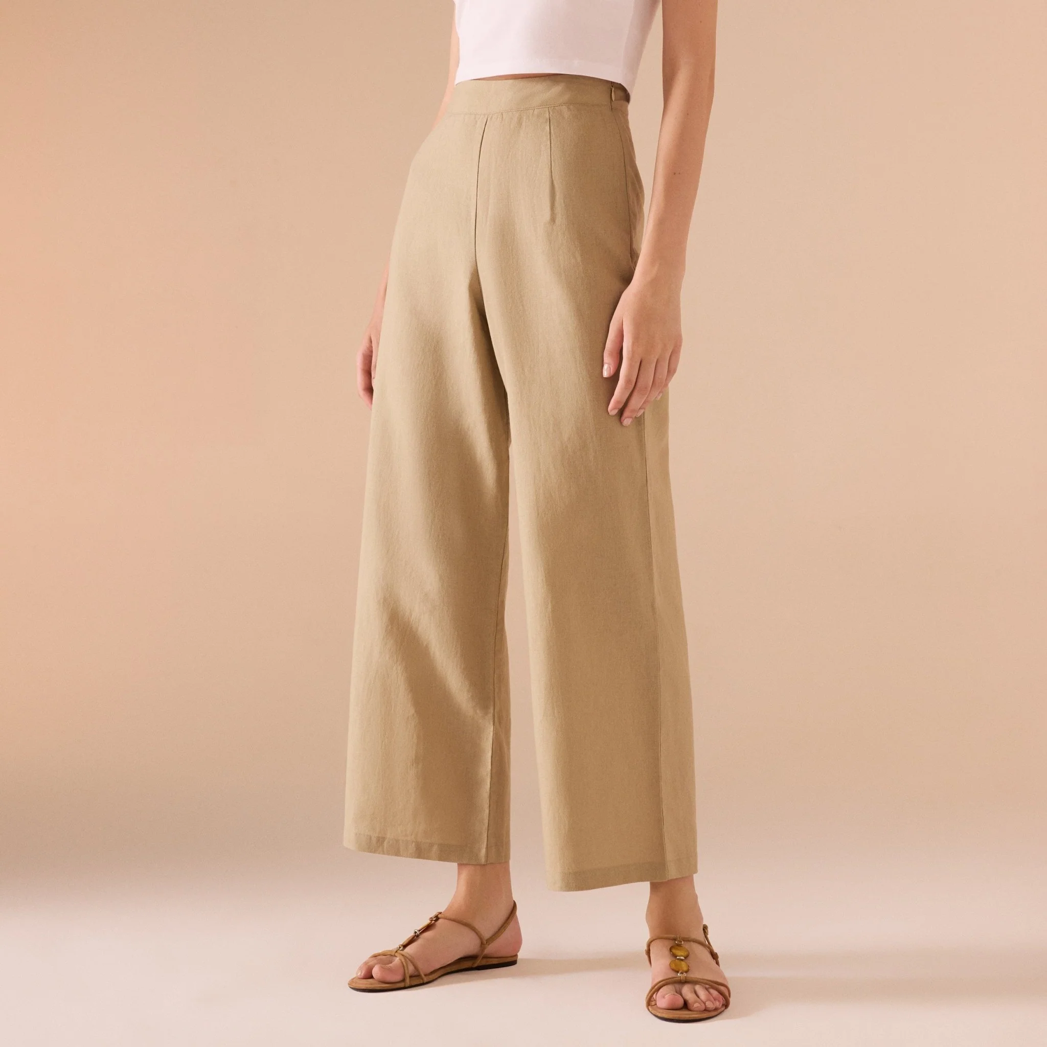 Khaki linen Pants
