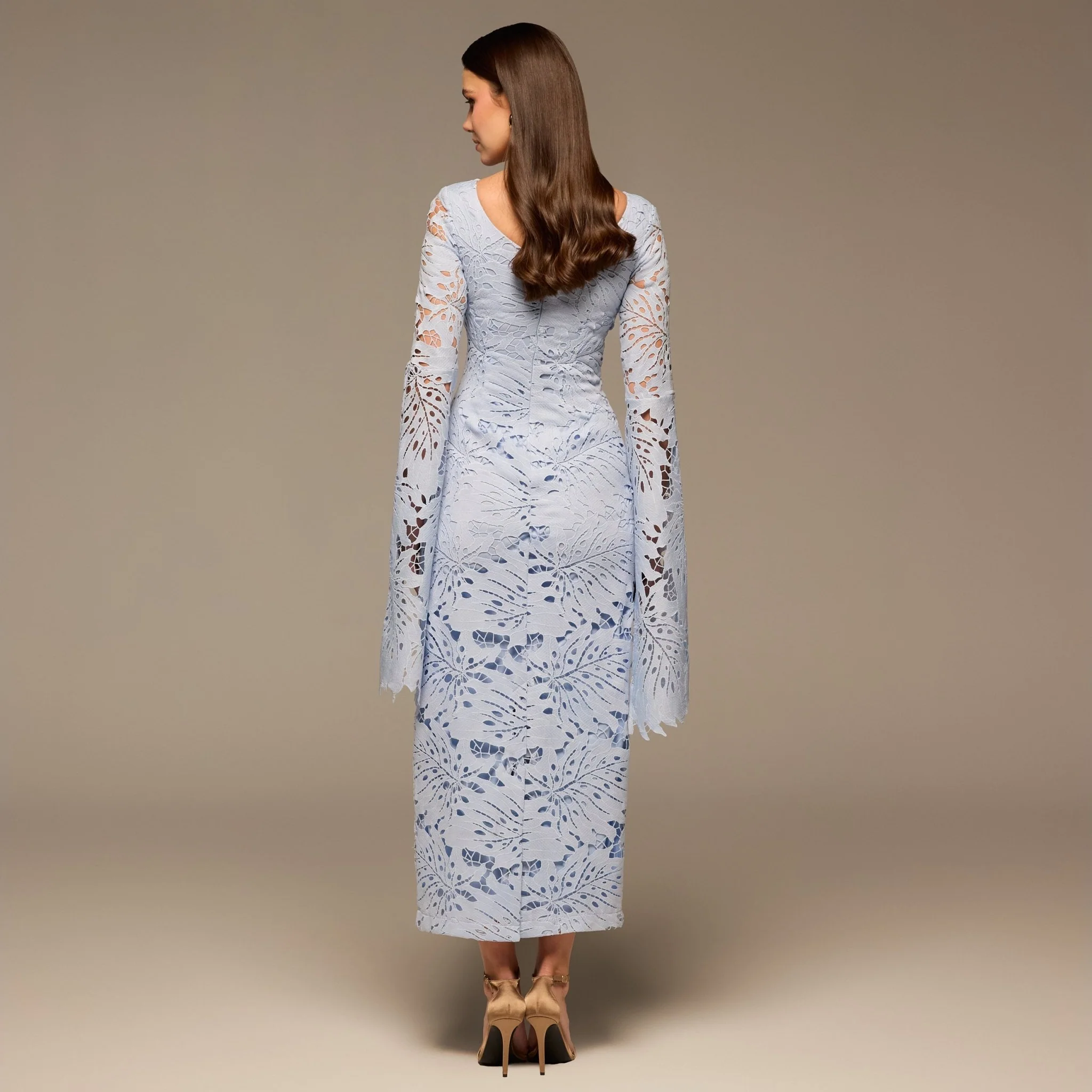 Light Blue Lace Long Sleeve Maxi Dress - Image 4