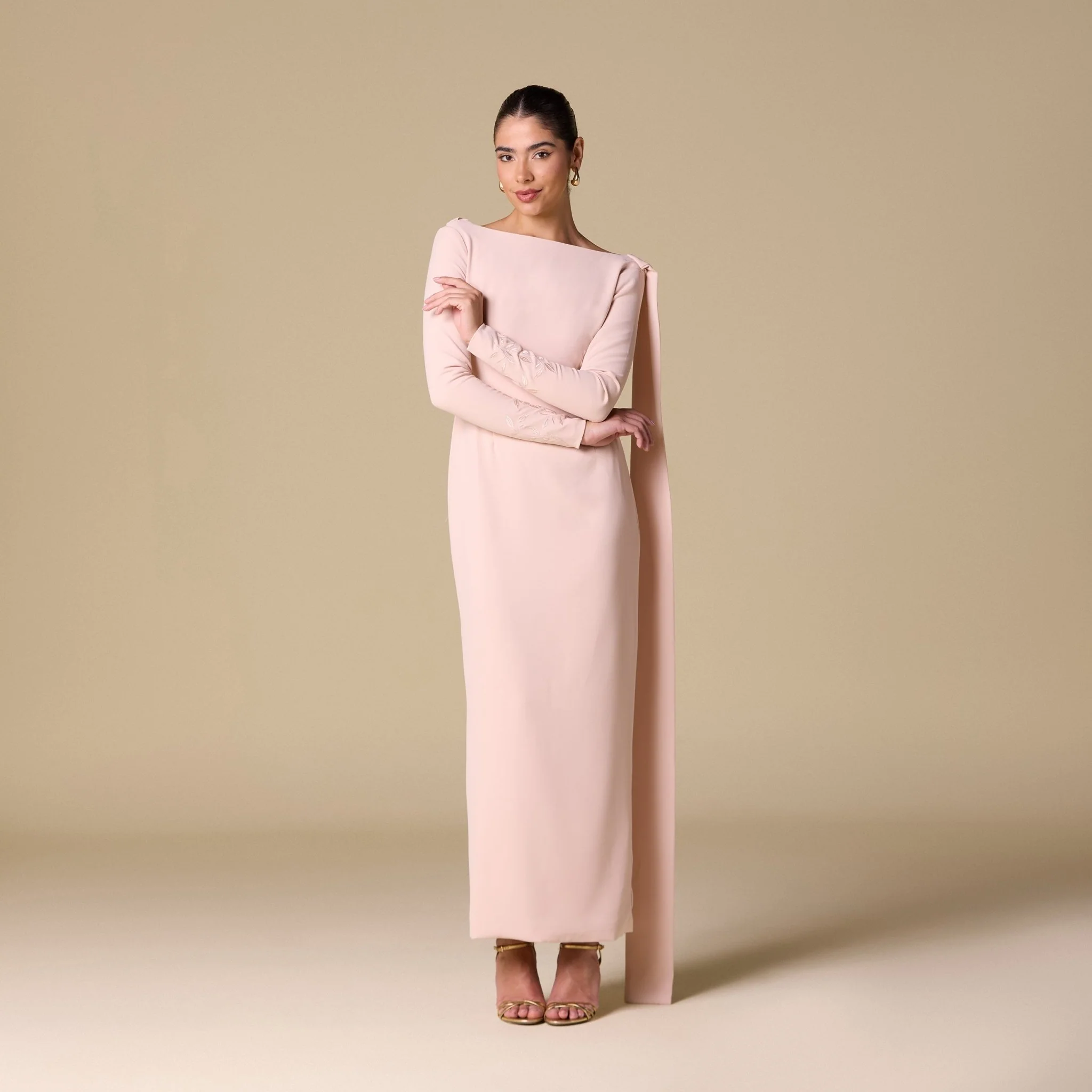 Light Pink Long Sleeves Maxi Dress - Image 2