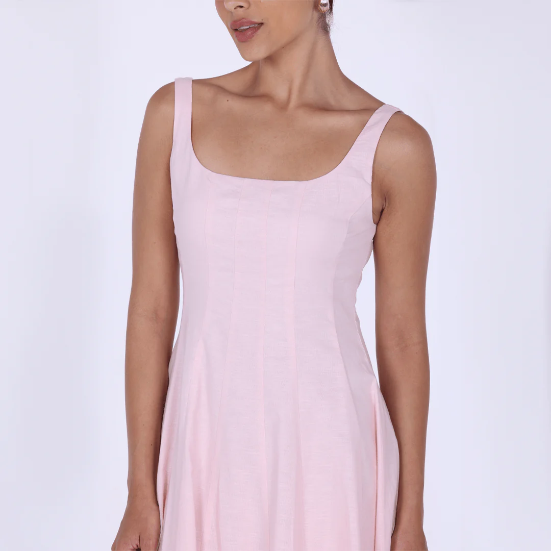 Linen Blend A-Line Midi Dress - Image 11