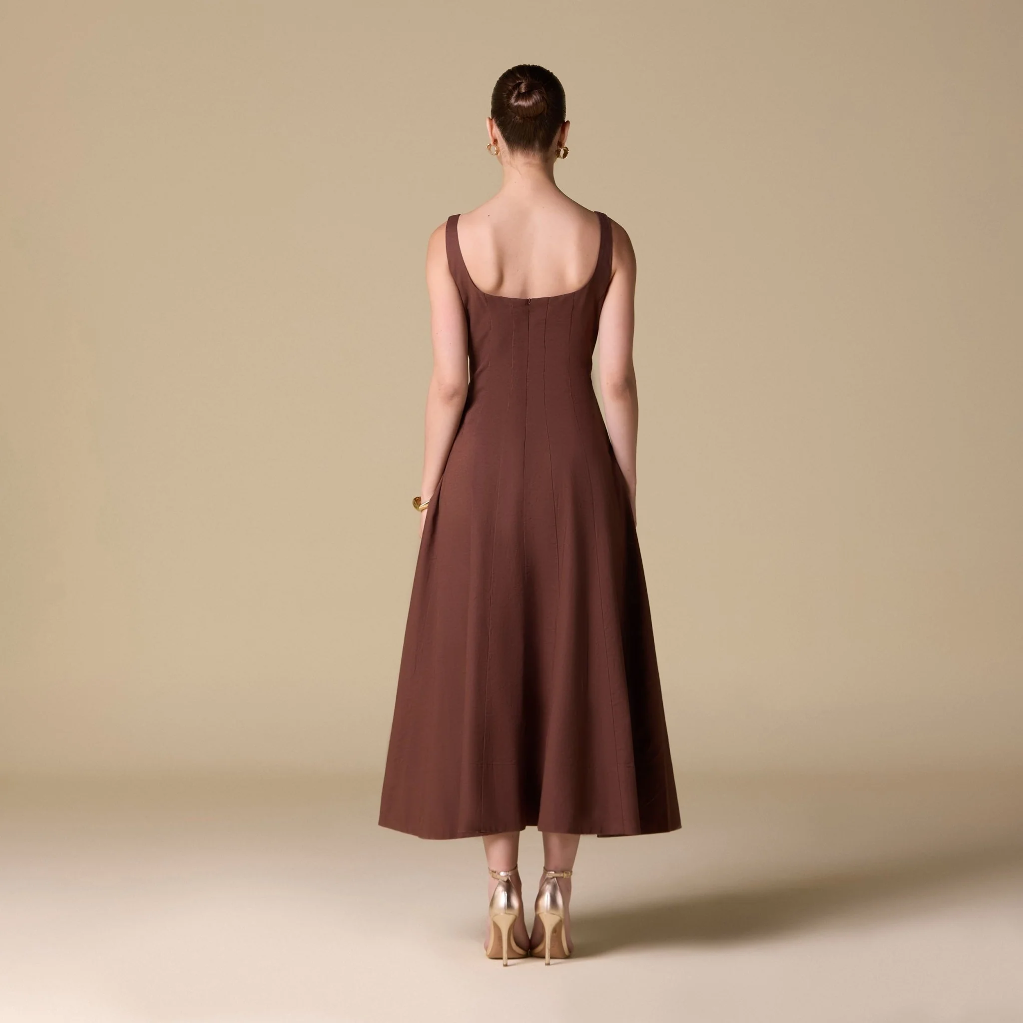 Linen Blend A-Line Midi Dress - Image 4