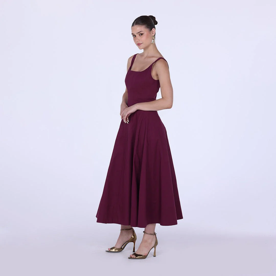 Linen Blend A-Line Midi Dress - Image 6