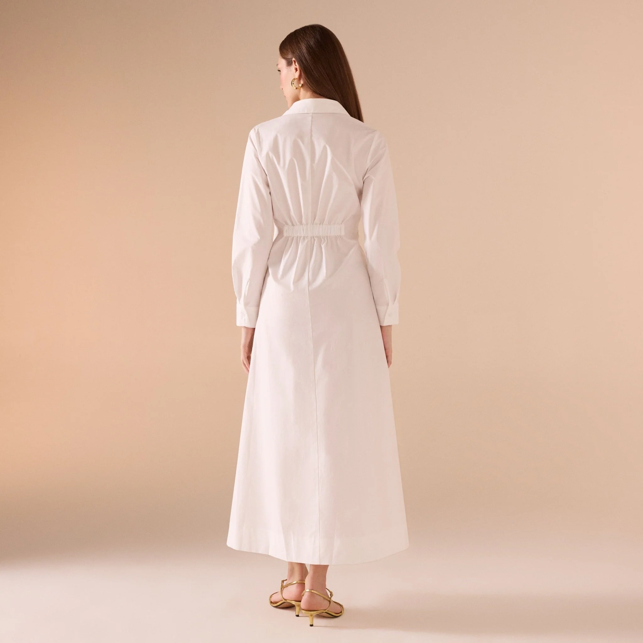 Long Sleeve A-line Maxi Poplin Dress - Image 4
