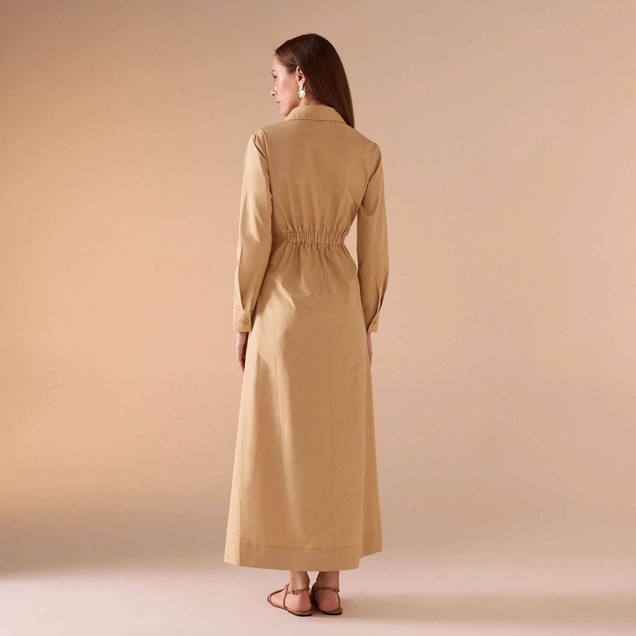 Long Sleeve A-line Maxi Poplin Dress - Image 8