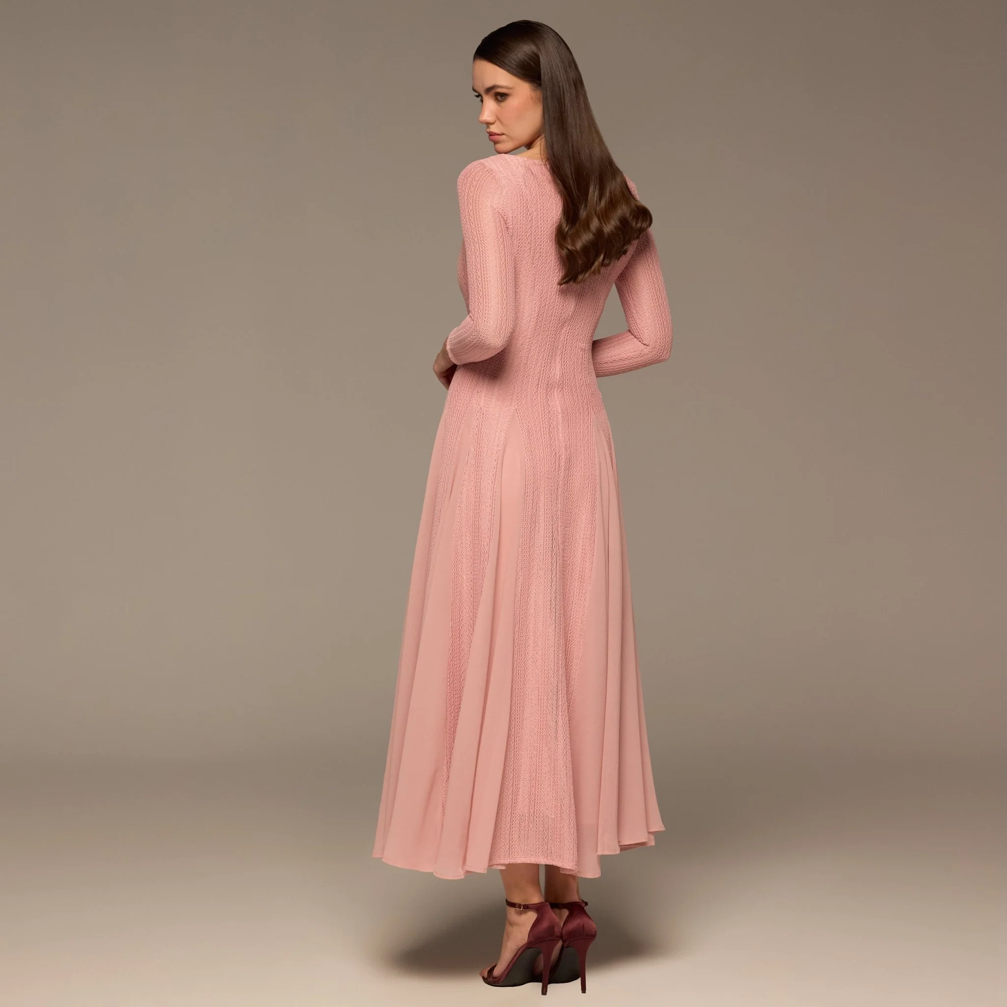 Long Sleeves Godet Maxi Dress - Image 4