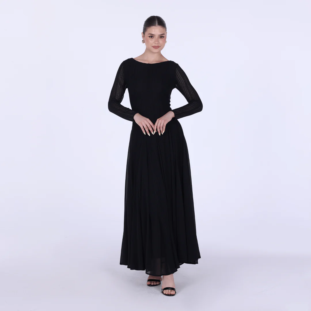 Long Sleeves Godet Maxi Dress - Image 5